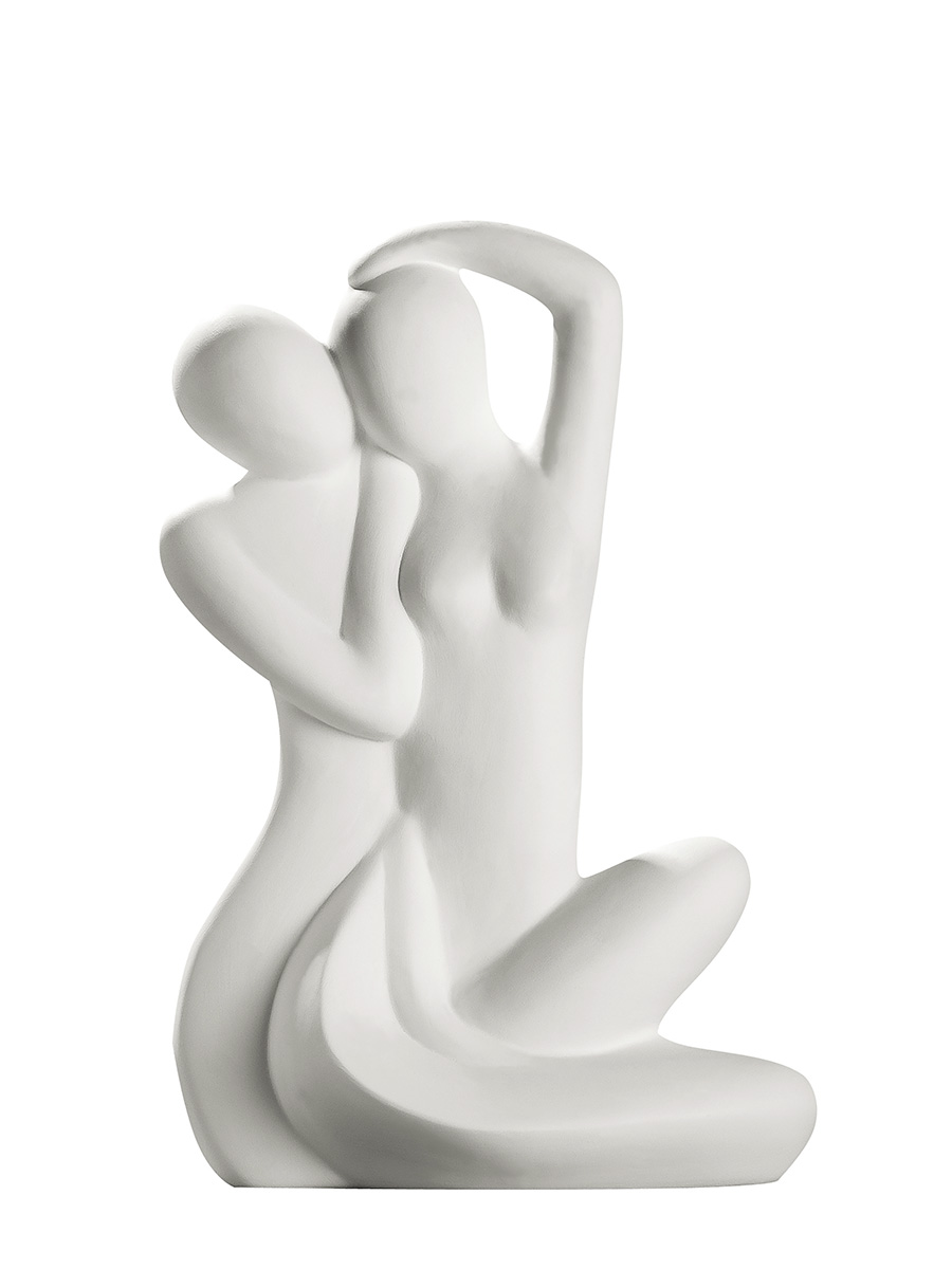 Gilde Dekofigur 30364 – Paar „Geborgenheit“ Keramik cremeweiß 36 cm