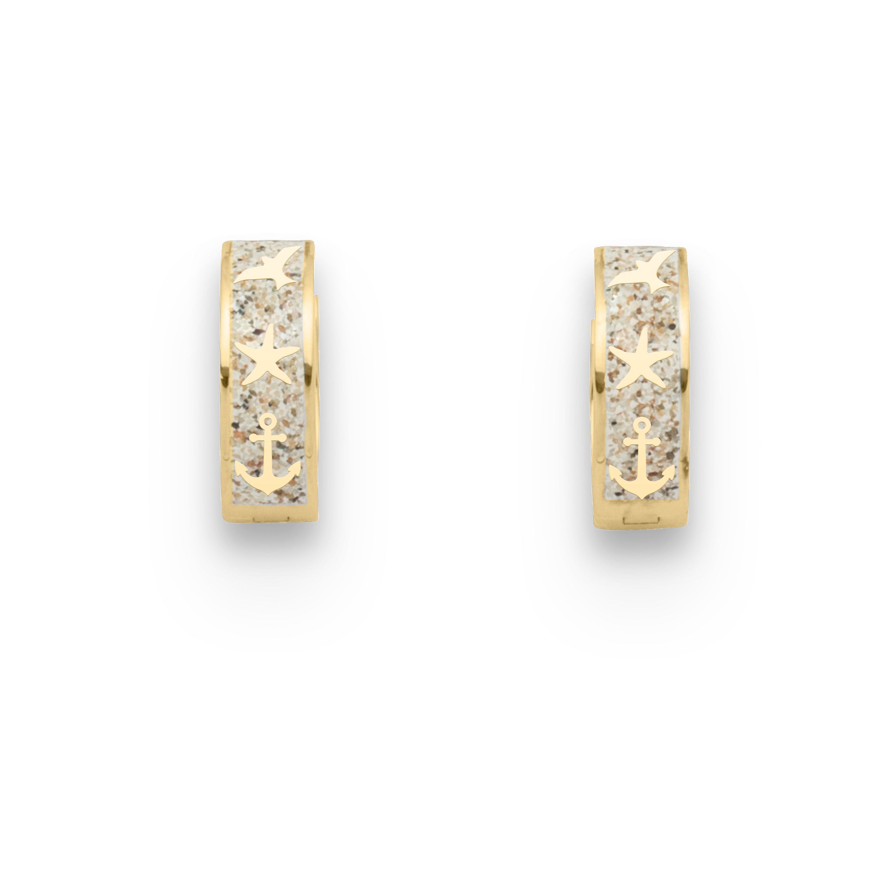 DUR Ohrringe Creolen O5424 „Maritim" Vergoldet Strandsand 5x15 mm