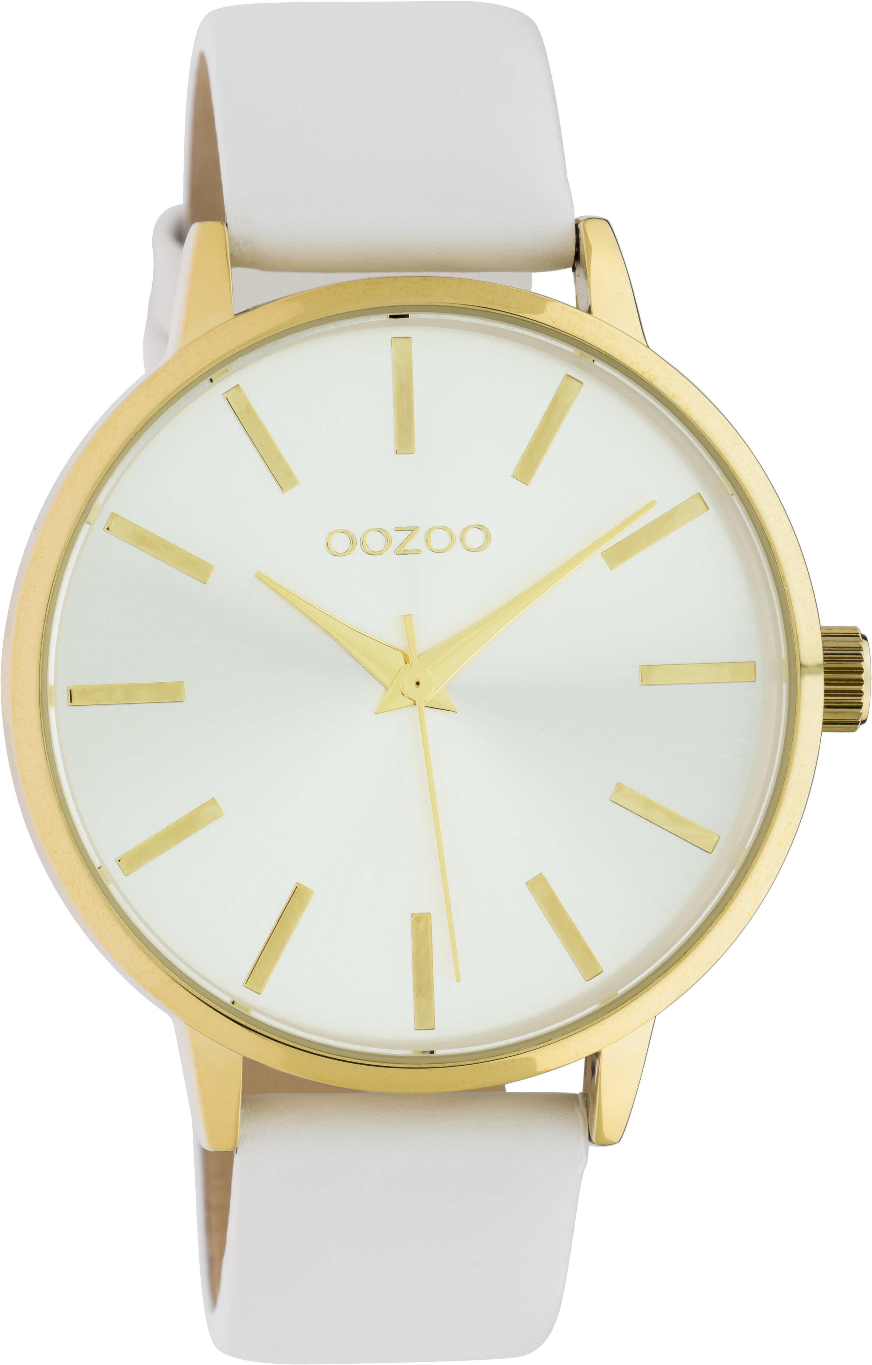 Oozoo Damenuhr C10611 Goldfarben Lederband Weiss 42 mm