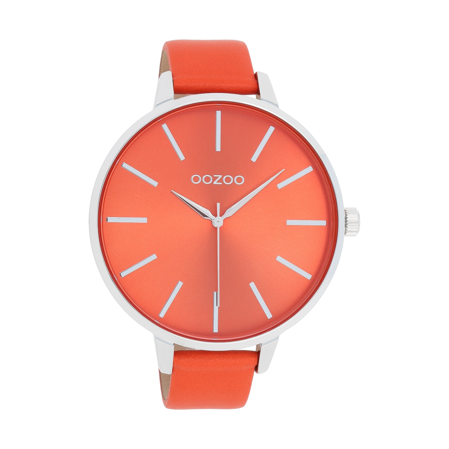 Oozoo XL Damenuhr C11071 Orangerot Lederband 48 mm
