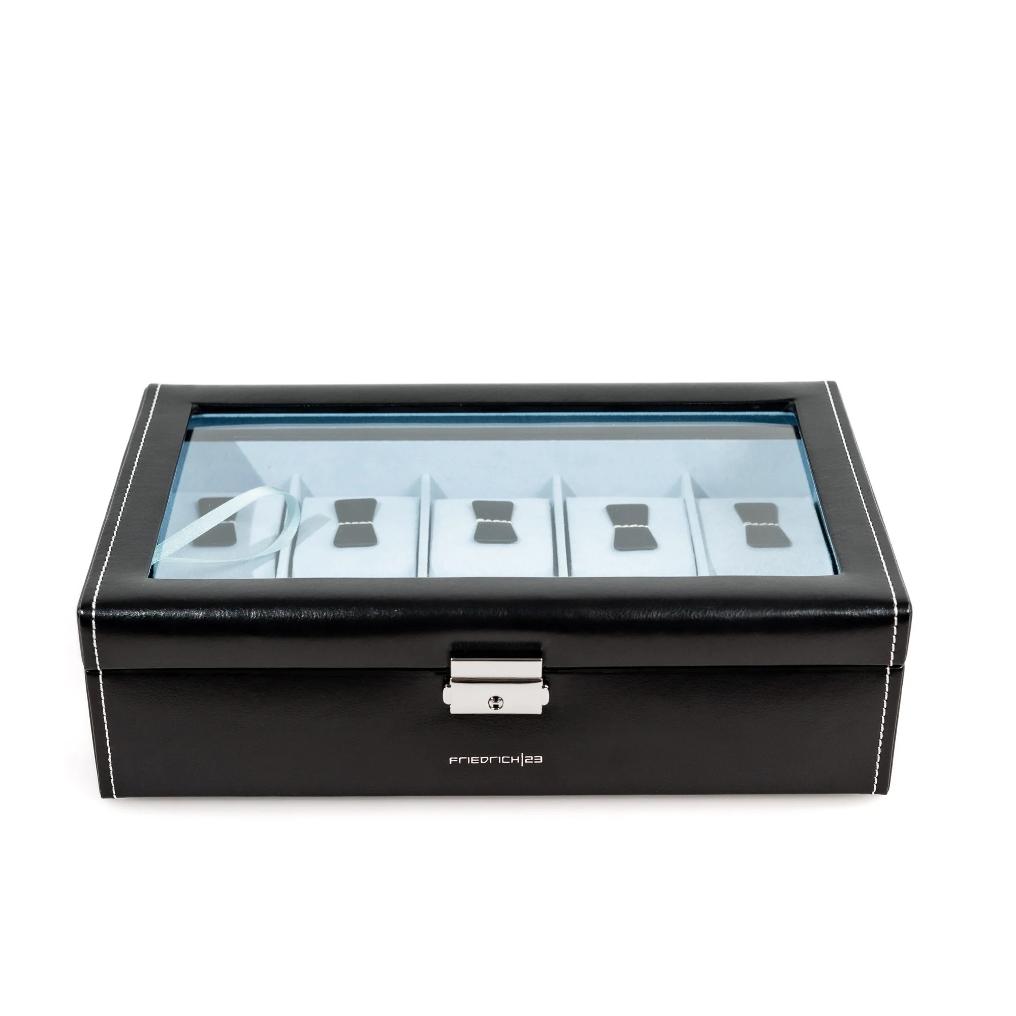 Friedrich23 Bond Uhrenbox 20084-2 für 10 Uhren Lederoptik Schwarz