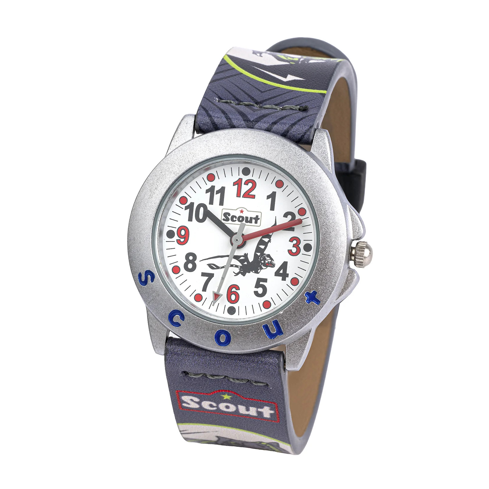 Scout Kinderuhr 164000048 Dino-Motiv Kunstlederband 30 mm