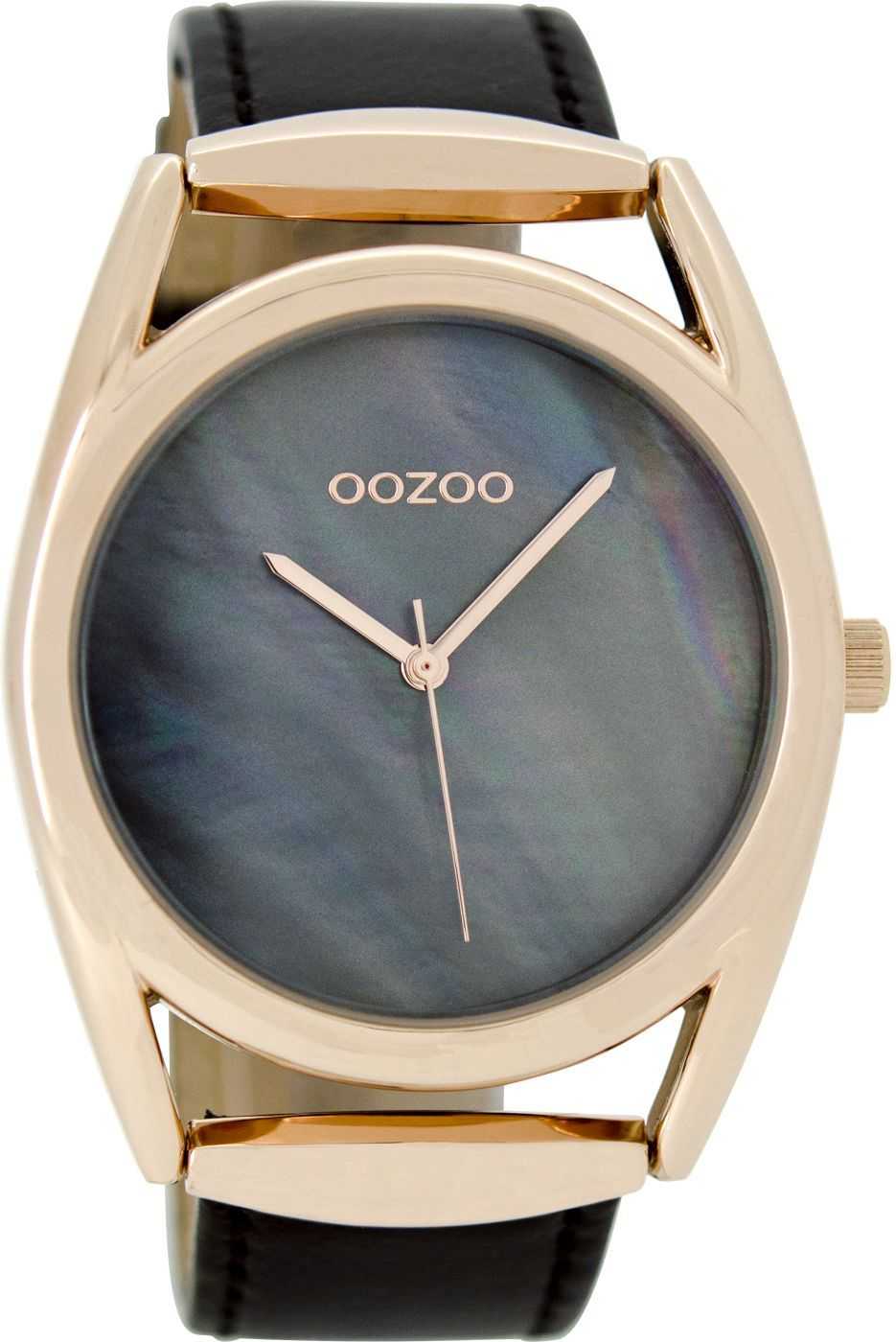 Oozoo Damenuhr C9169 - rose-schwarz-perlmuttoptik - Lederband - 42 mm