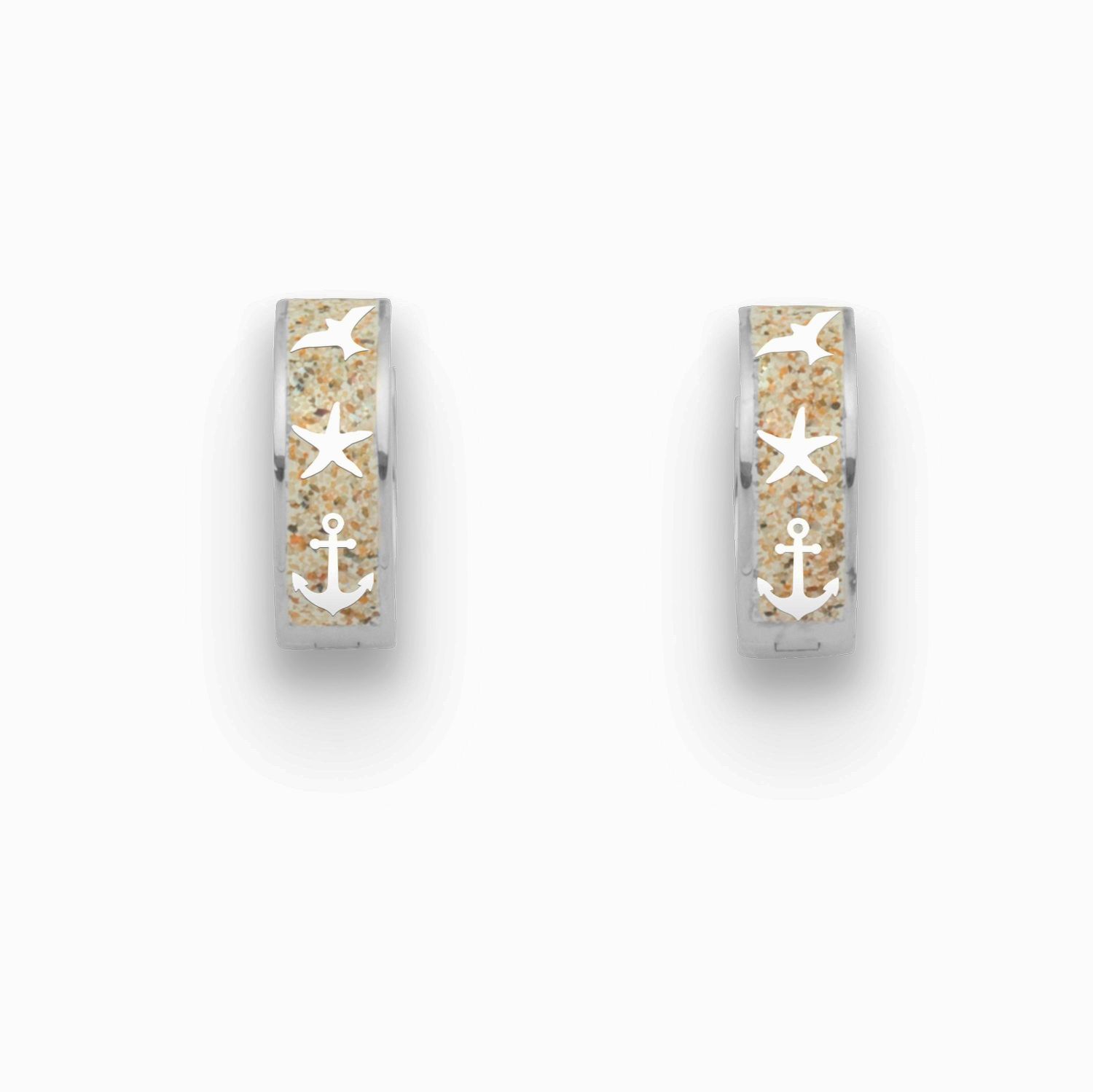 DUR Ohrringe Creolen O5423 „Maritim" Silber Strandsand 5x15 mm
