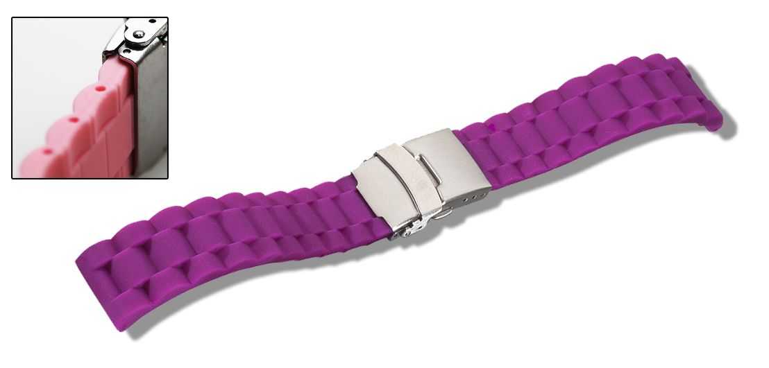 Eichmüller 569 Silikonband Uhrenarmband 18,20 oder 22 mm lila Faltschliesse