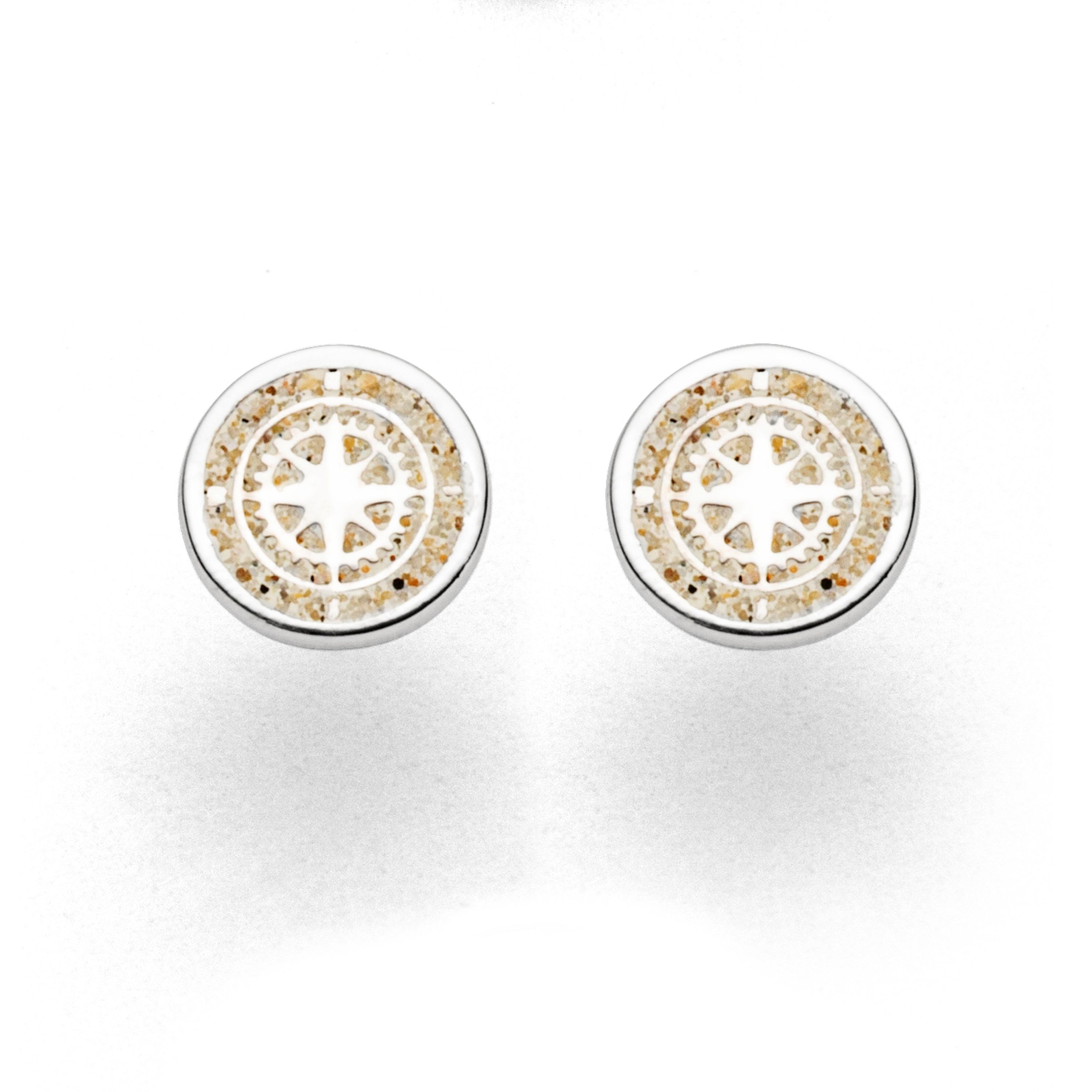 DUR Ohrringe Ohrstecker O5039 „Kompass" Silber Strandsand 10 mm