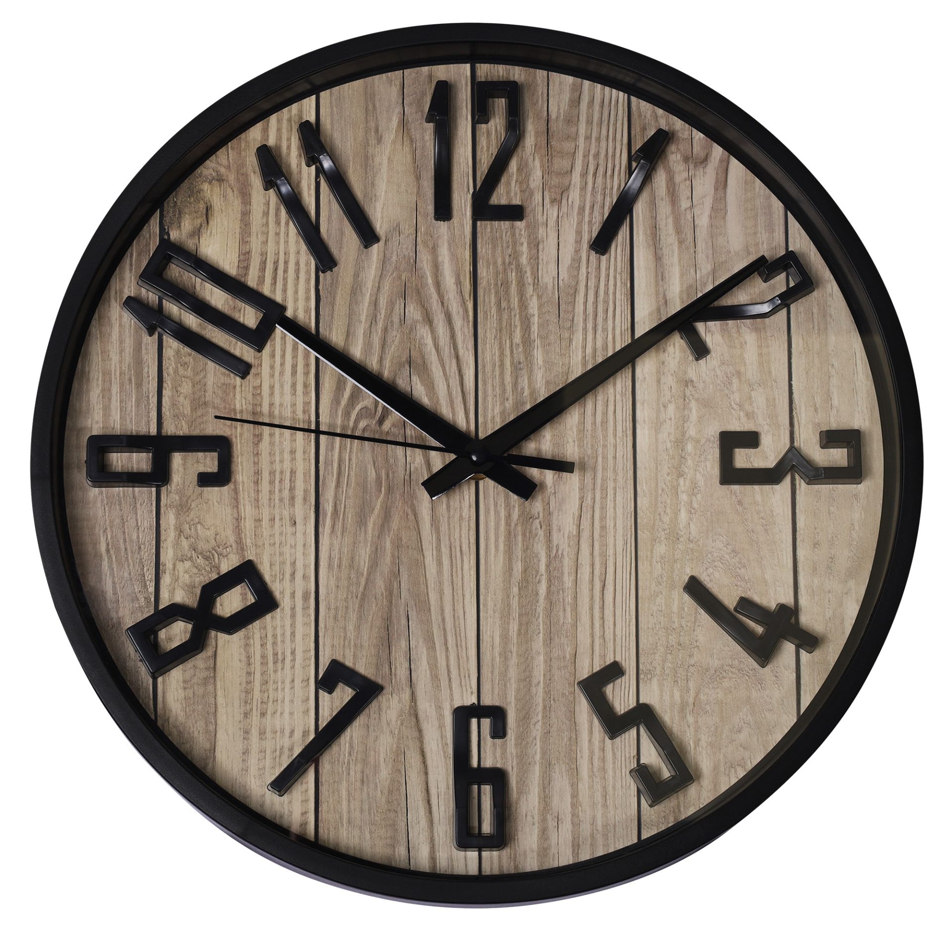 Hermann Jäckle Wanduhr 3205C – Schwarz Holzoptik Braun 30,5 cm Rustic Design