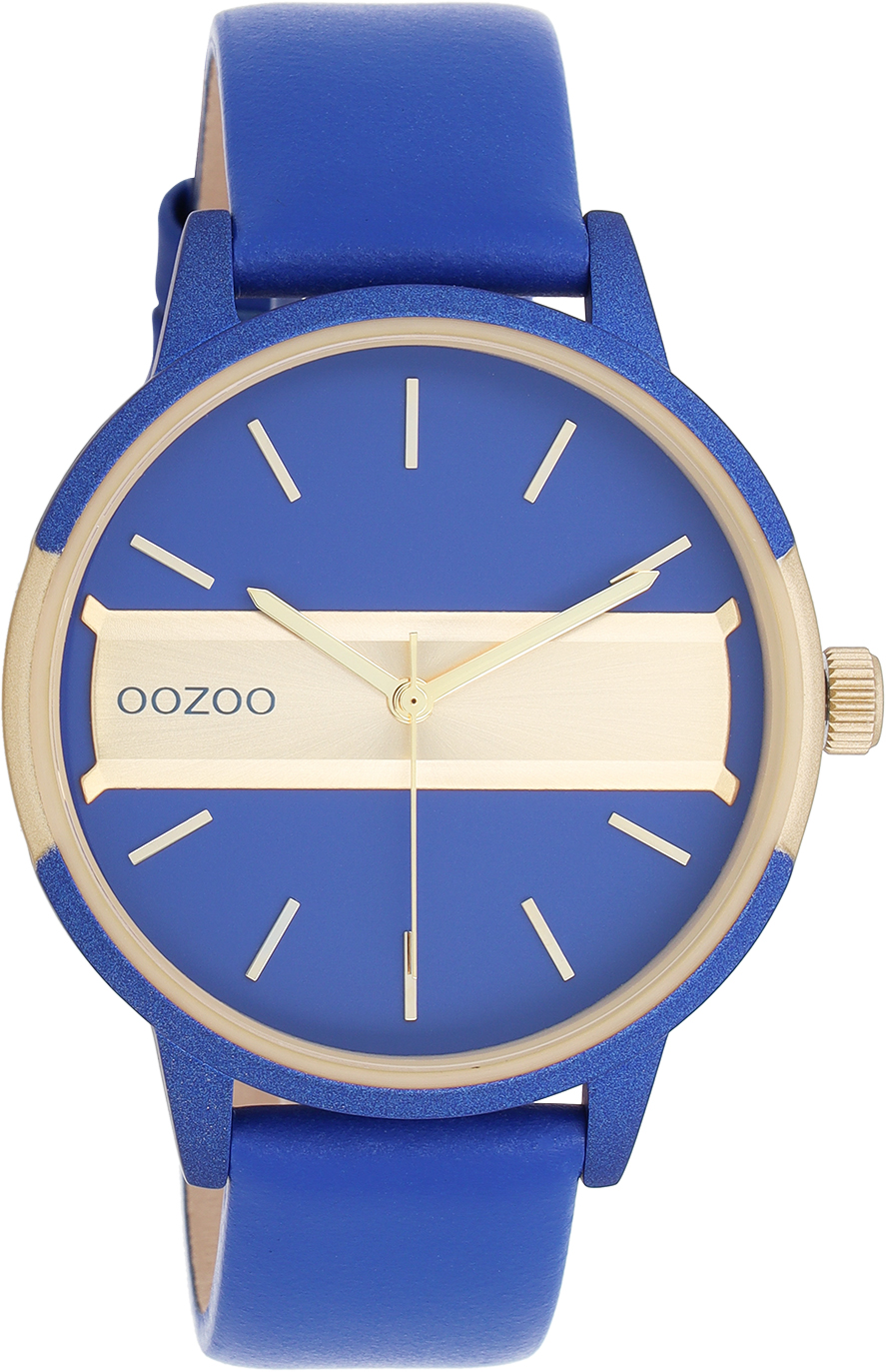Oozoo Damenuhr C11154 Armbanduhr Lederband Blau 42 mm