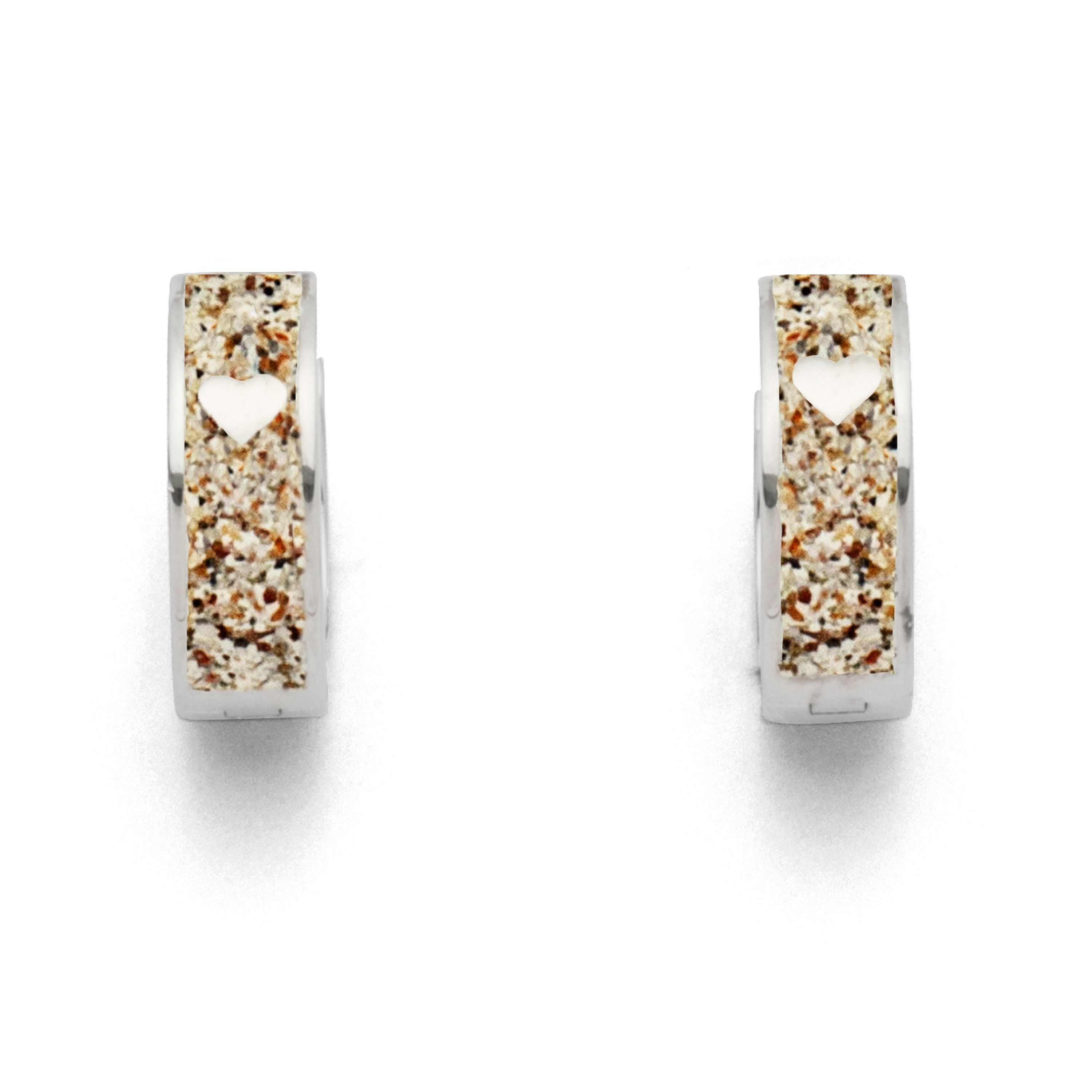 DUR Ohrringe Creolen O5037 „Herz" Strandsand Silber 5,5x15 mm
