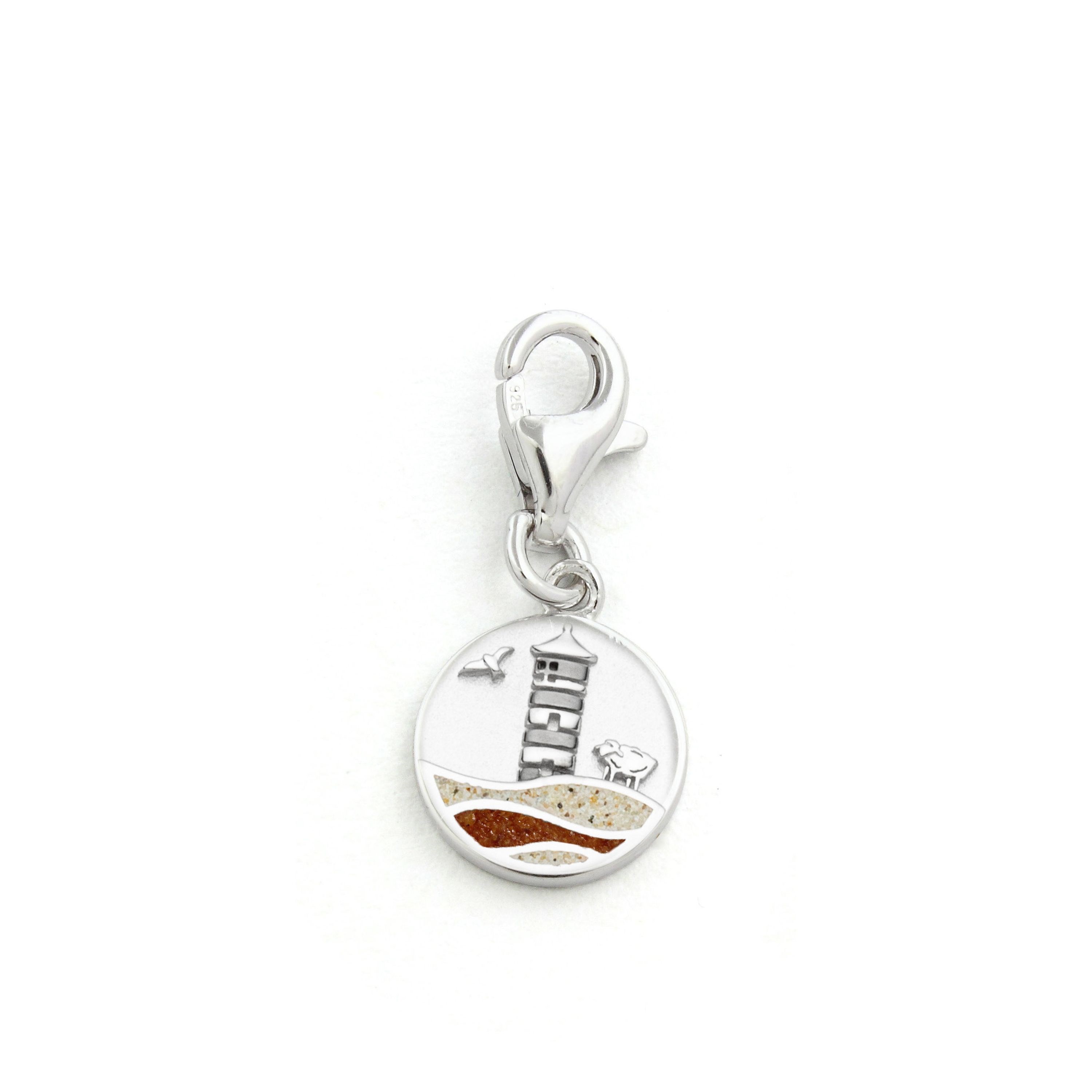 DUR Anhänger Charm F418 „Pilsumer Leuchtturm" Strandsand/Bernsteinsand 10 mm
