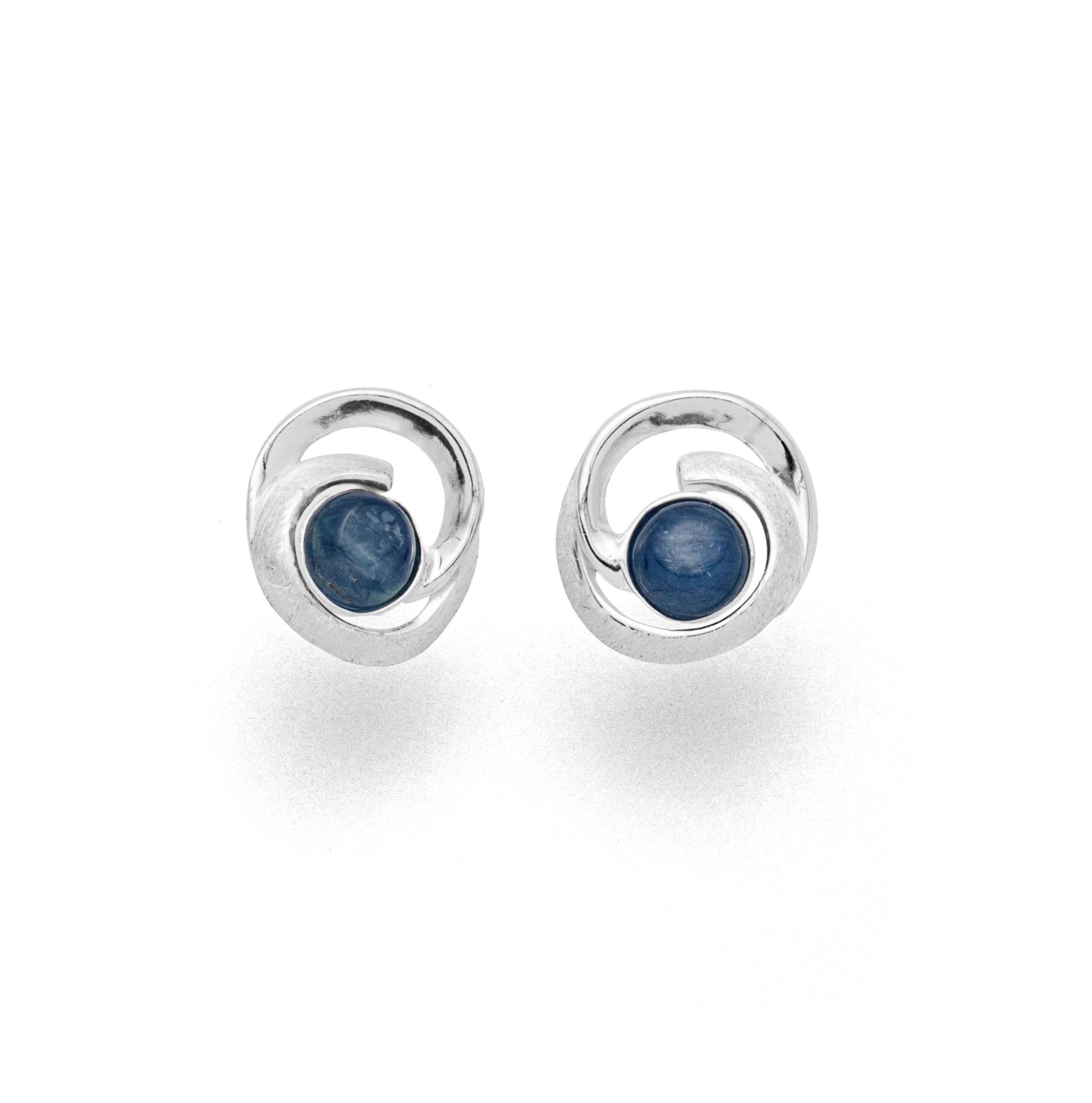 DUR Ohrstecker O5171 „Windbraut“ – 925 Silber mit blauem Kyanit 13x14 mm