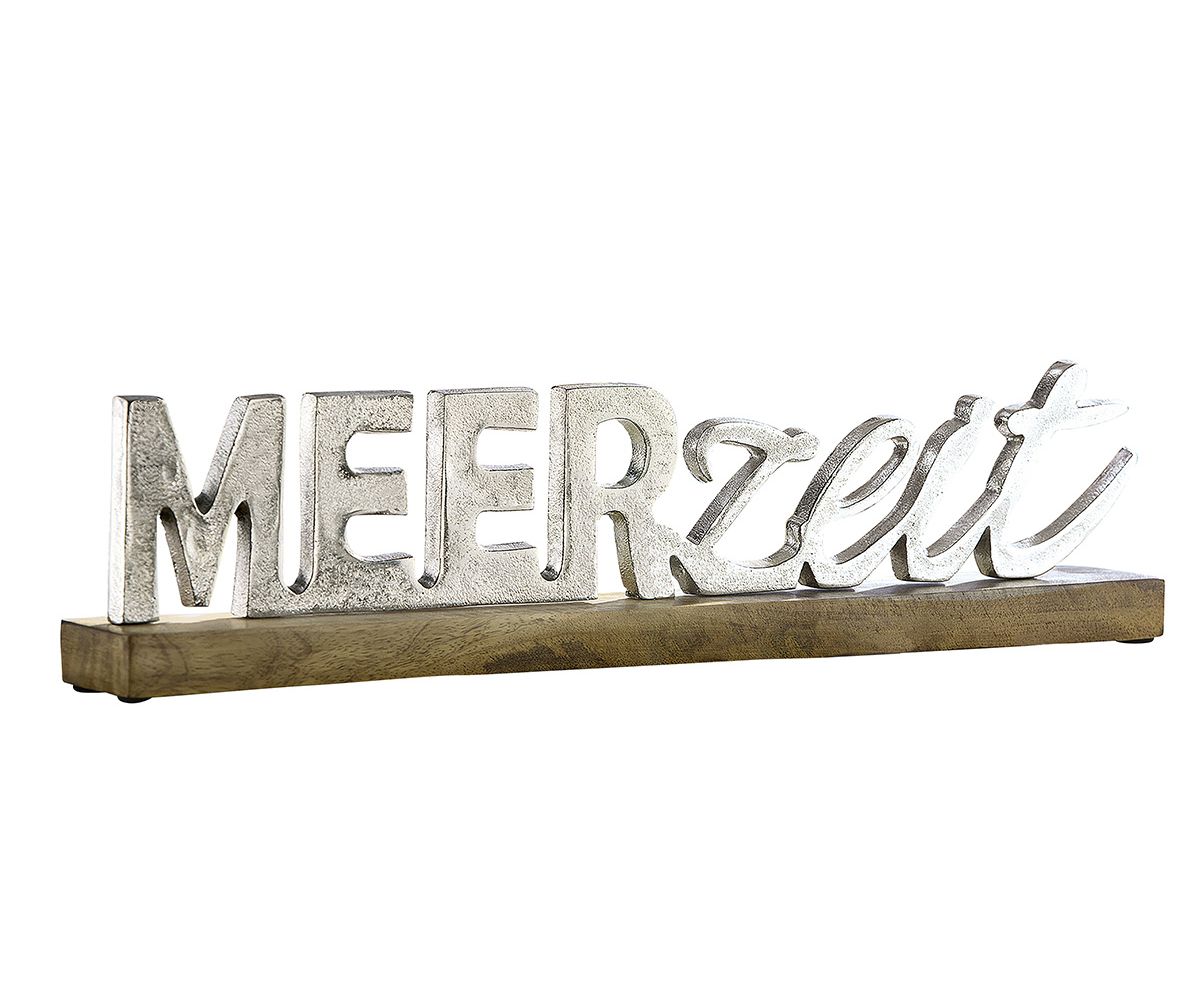 Gilde Dekoobjekt "Meerzeit" Mangoholz Alu 48236 - 48x11 cm