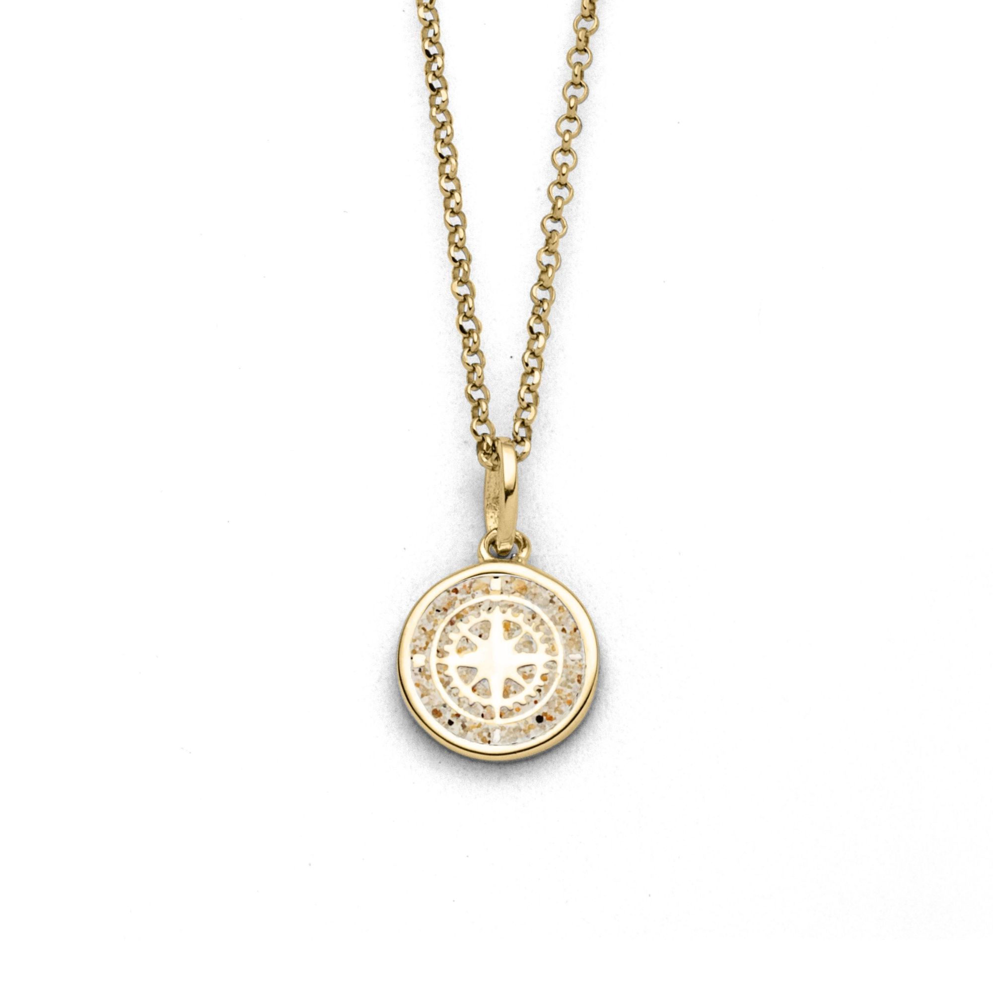 DUR Halskette K2946 „Kompass 2.0“ Vergoldet Strandsand 45 cm