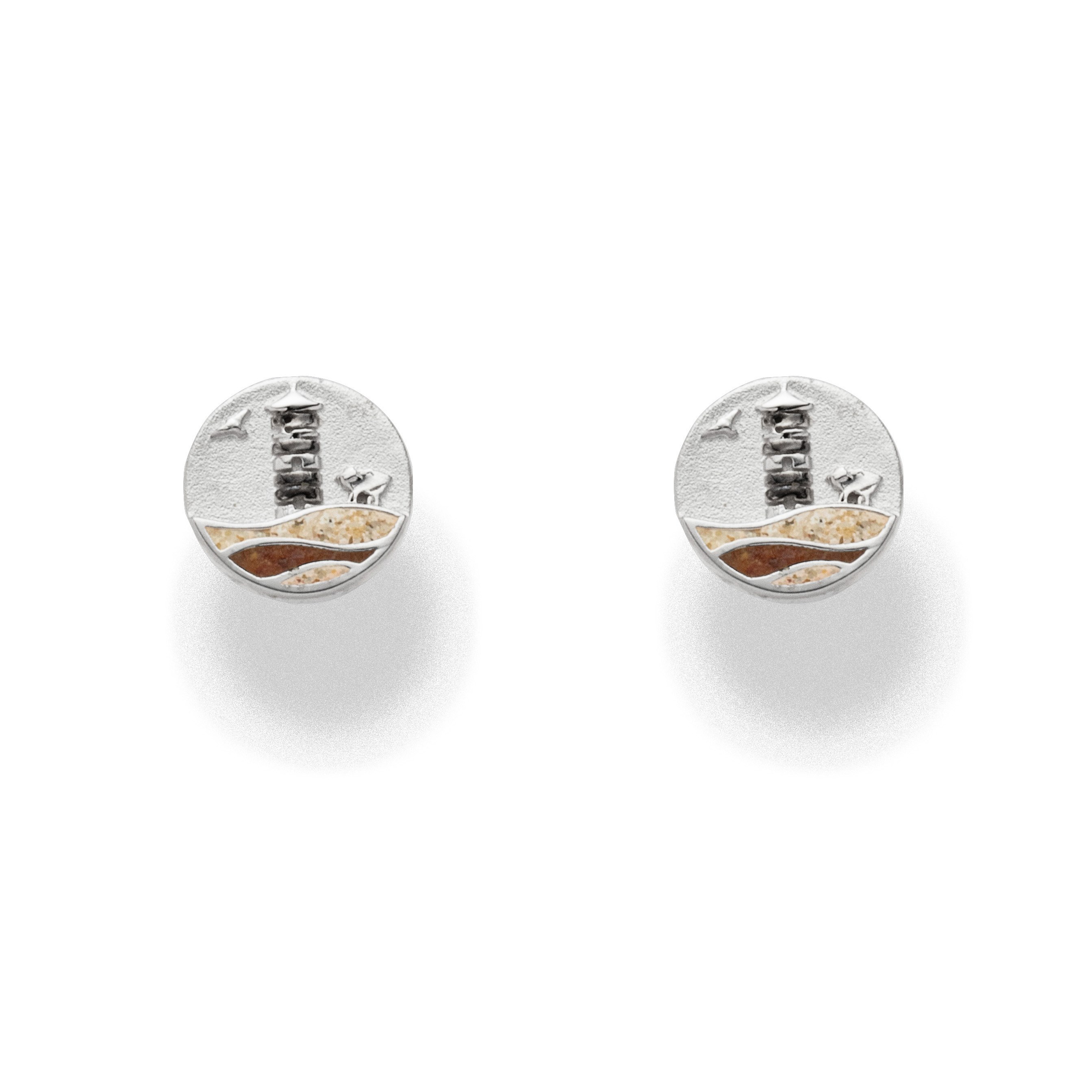 DUR Ohrstecker O5633 "Pilsumer Leuchtturm" Strandsand/Bernsteins. 10 mm