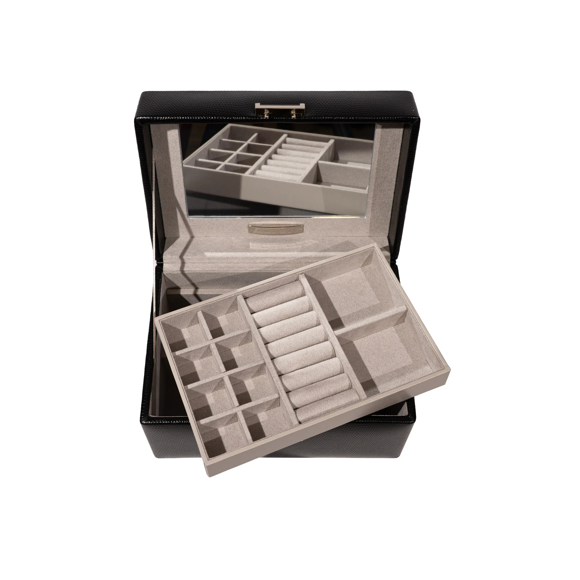 Friedrich23 20142-2 Milano Schmuckkoffer Lizard-Optik Schwarz