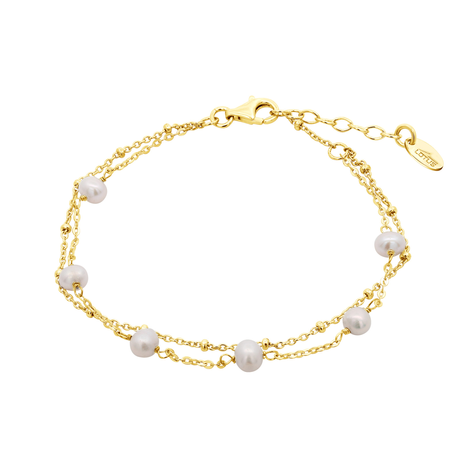 Lotus Silver Pearls Armkette LP3477-2/2 – Vergoldetes 925 Silber mit weißen Perlen 17+2,5 cm