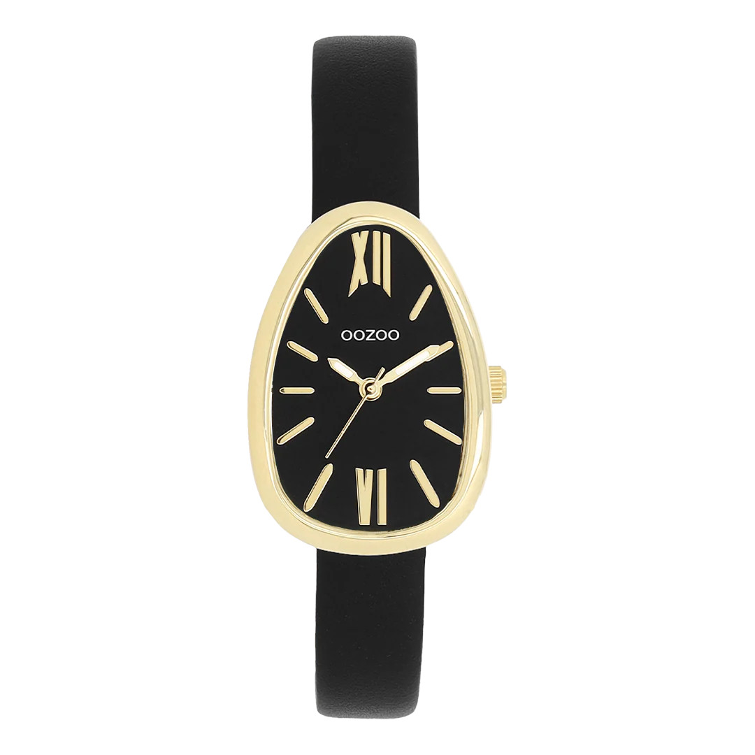 Oozoo Damenuhr C11640 IP-Gold Lederband Schwarz 22x31 mm