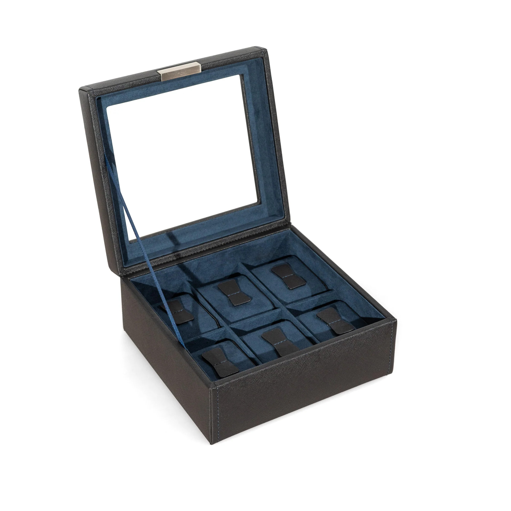 Friedrich23 Cross Grain Bond Uhrenbox 20114-2 für 6 Uhren Schwarz