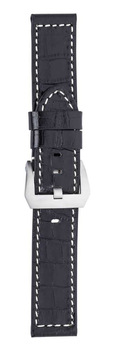 Eichmüller Lederband Uhrenarmband 22, 24 oder 26 mm schwarz Alligator-Narbung Dornschliesse