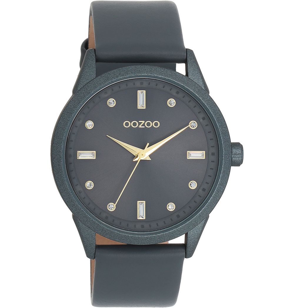 Oozoo Damenuhr C11289 Grau Zirkonia Lederband 40 mm
