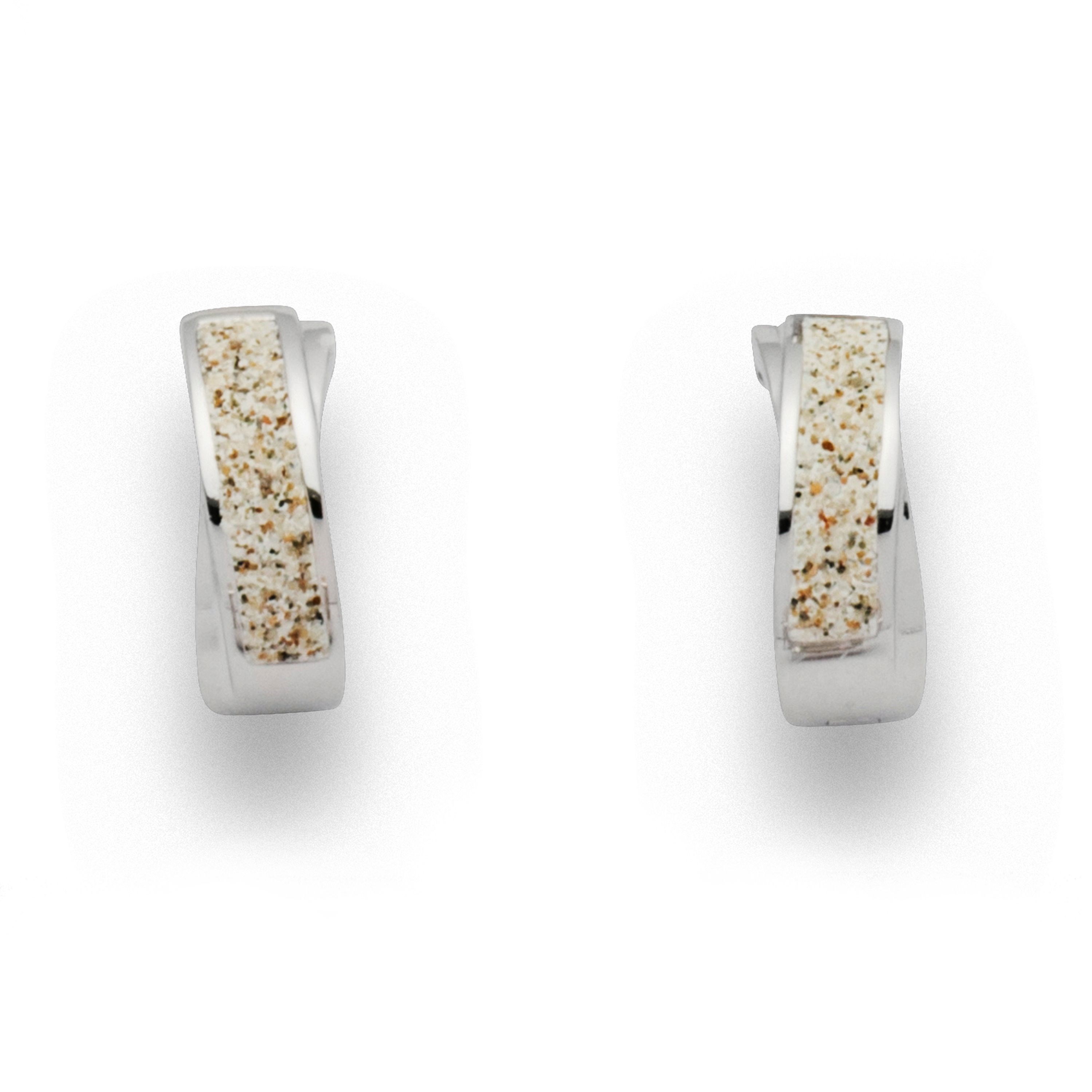 DUR Ohrringe O4888 „Sandcreole Saturn" Silber Strandsand 12 mm