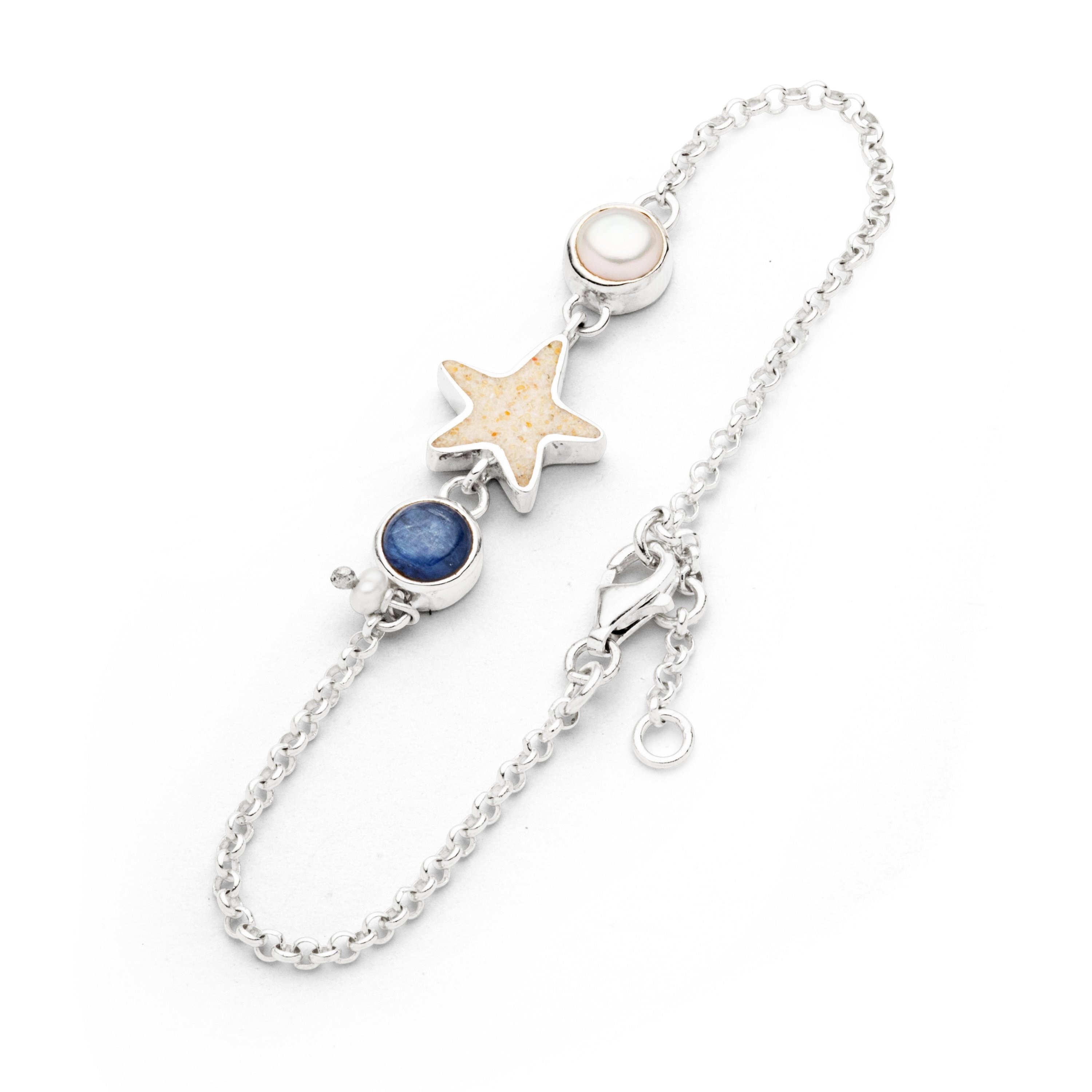 DUR Armband A1845 „Sandseestern/Perle/Kyanit“ Strandsand 18,5 cm