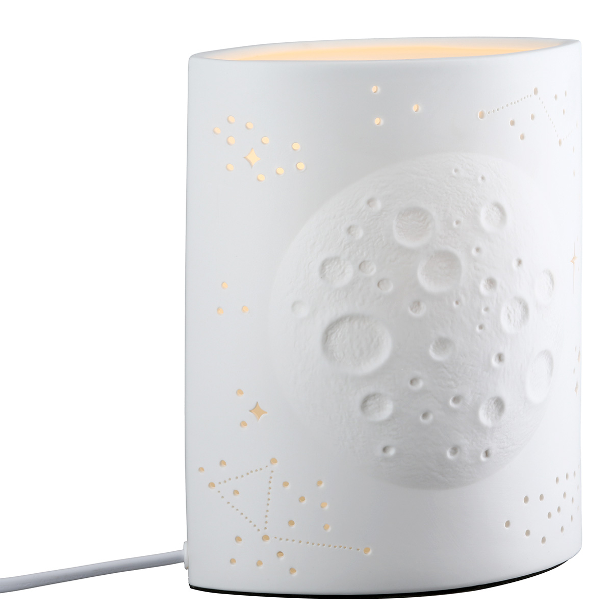 Gilde Tischleuchte Oval "Moon" 61804 Porzellan Weiss 20 cm