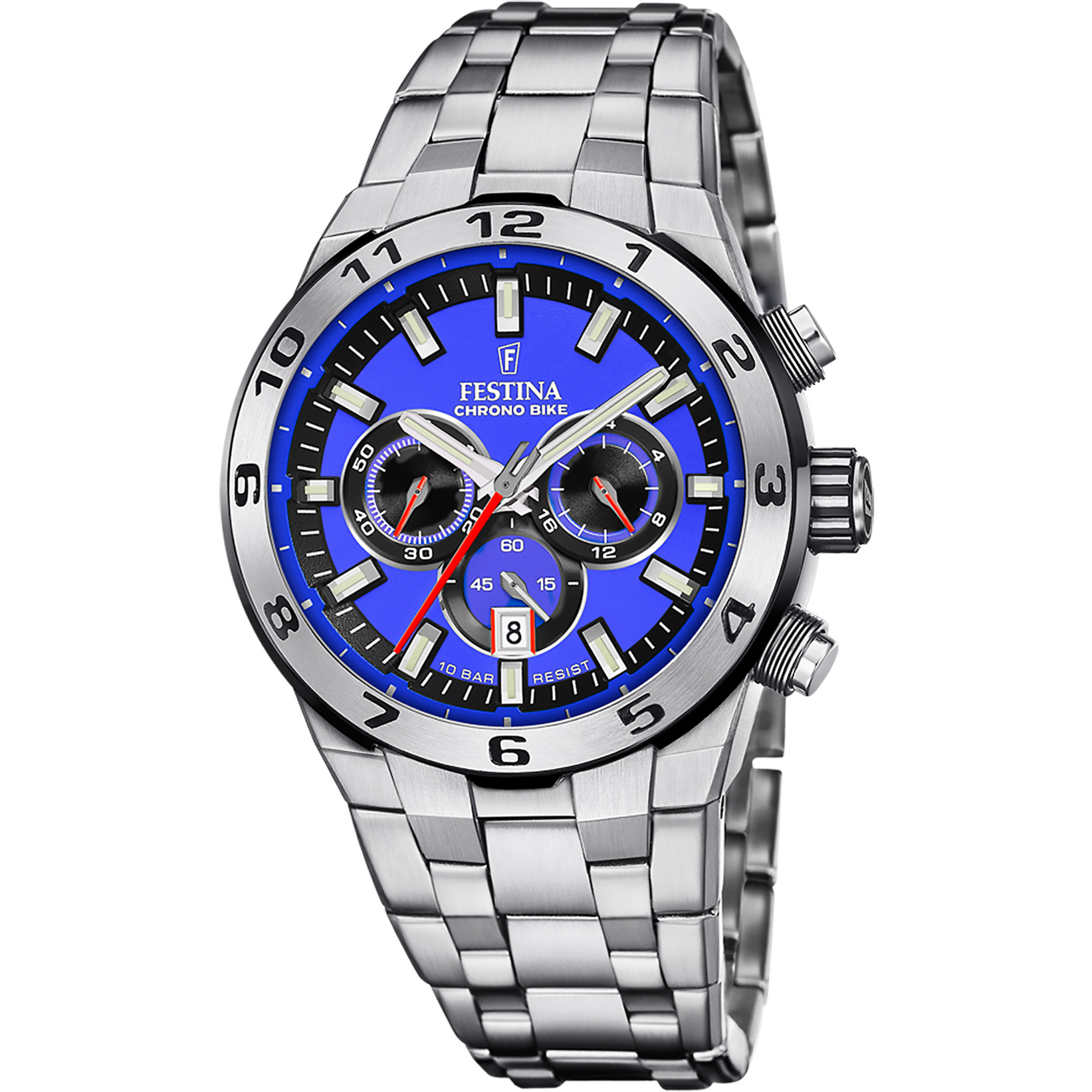 Festina Chrono Bike Chronograph F20670-3 Blau Edelstahlband 44,5 mm