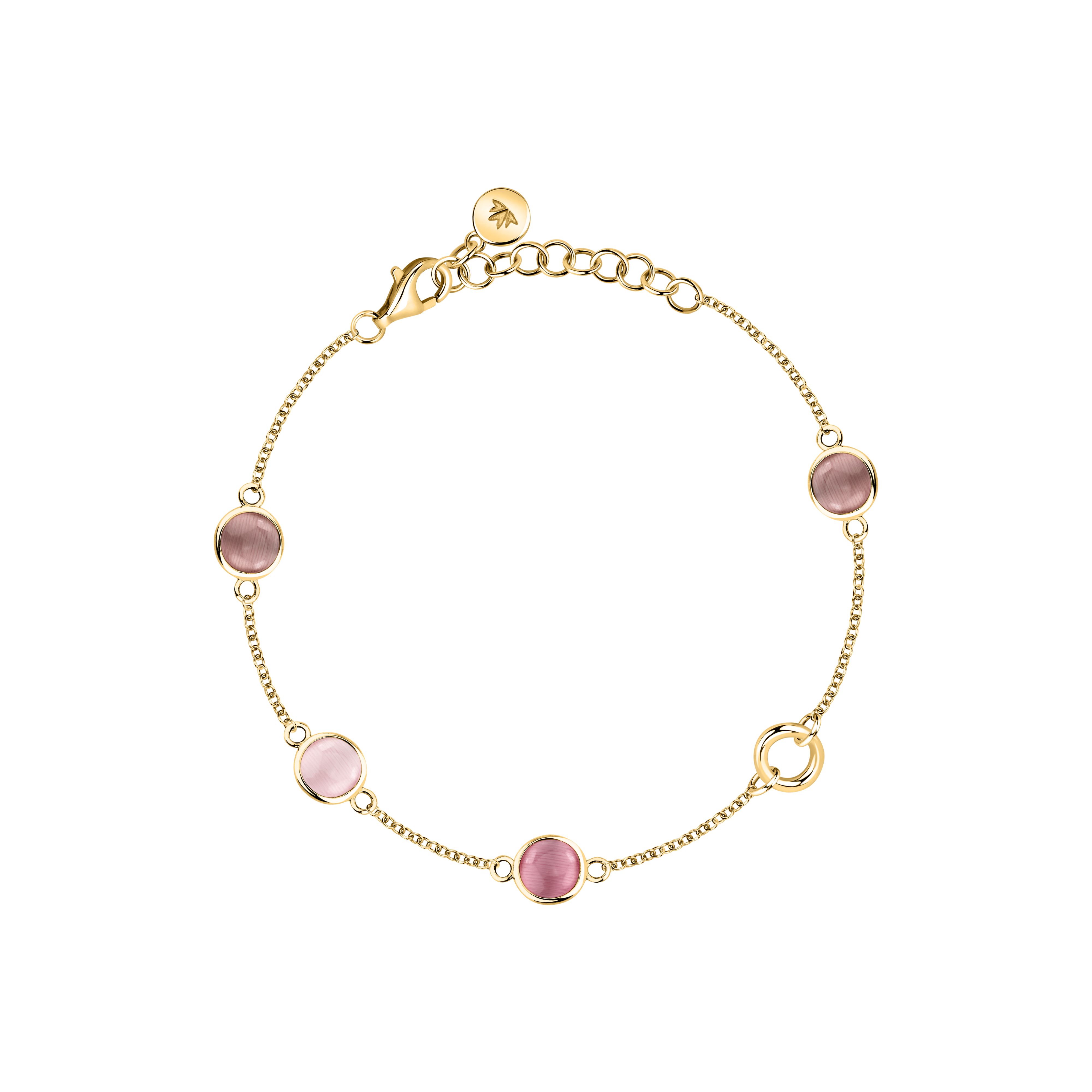 Morellato Venezia Armband SAZM17 – Vergoldetes 925 Silber mit pinken Katzenaugensteinen 19 cm