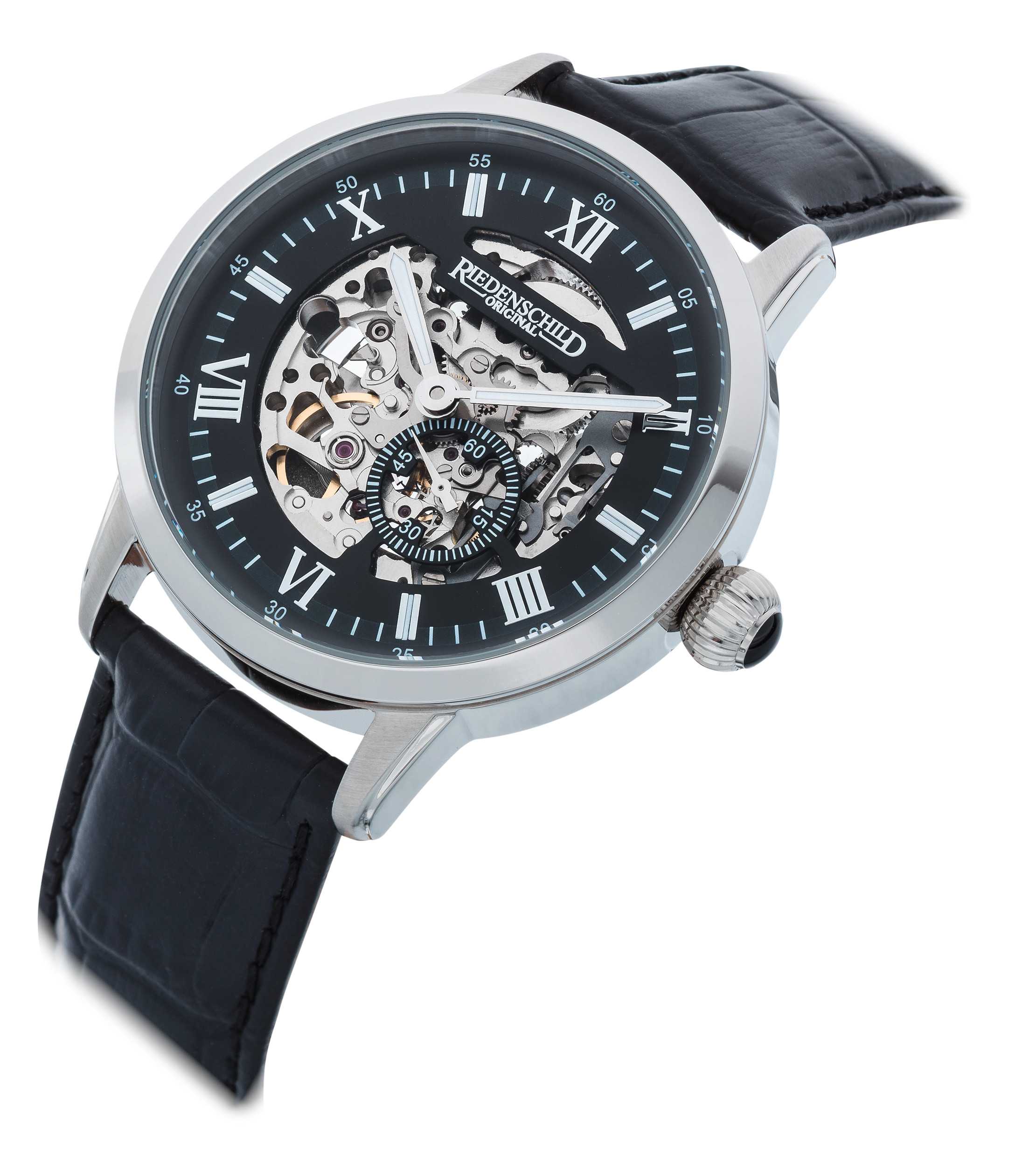 Riedenschild RS7600-01 Skelettuhr Automatikuhr Miyota 8N40 Lederband schwarz 42 mm