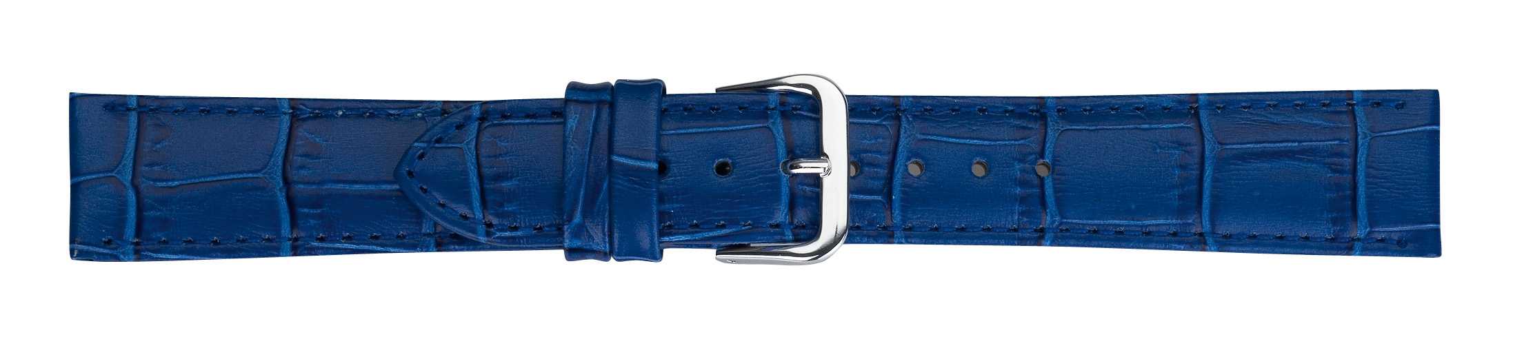 Eichmüller 333 Leder Uhrenband 12,14,16,18,20 oder 22 mm blau Alligatorprägung Dornschließe