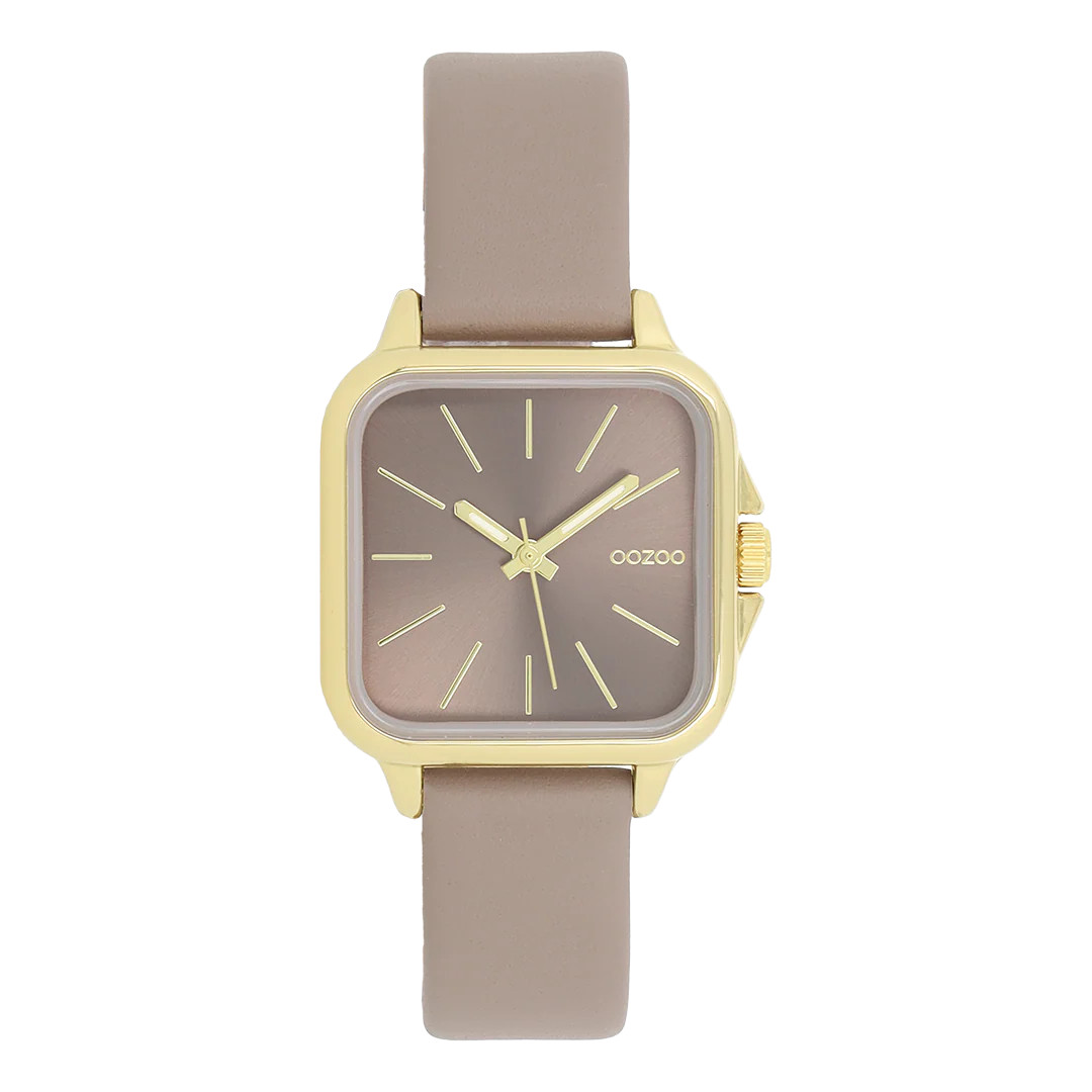 Oozoo Damenuhr C11612 IP-Gold Lederband Taupe 27x27 mm