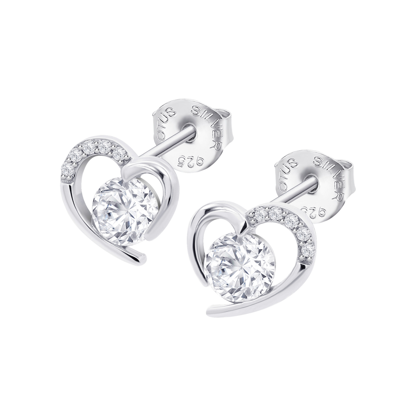 Lotus Silver LP3106-4/1 Ohrstecker "Moments" Herz Zirkonia 9 mm