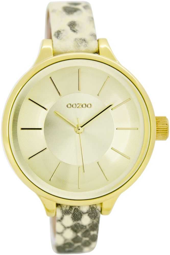 Oozoo Damenuhr C7545 hellgrau-gold - 40 mm - Lederband