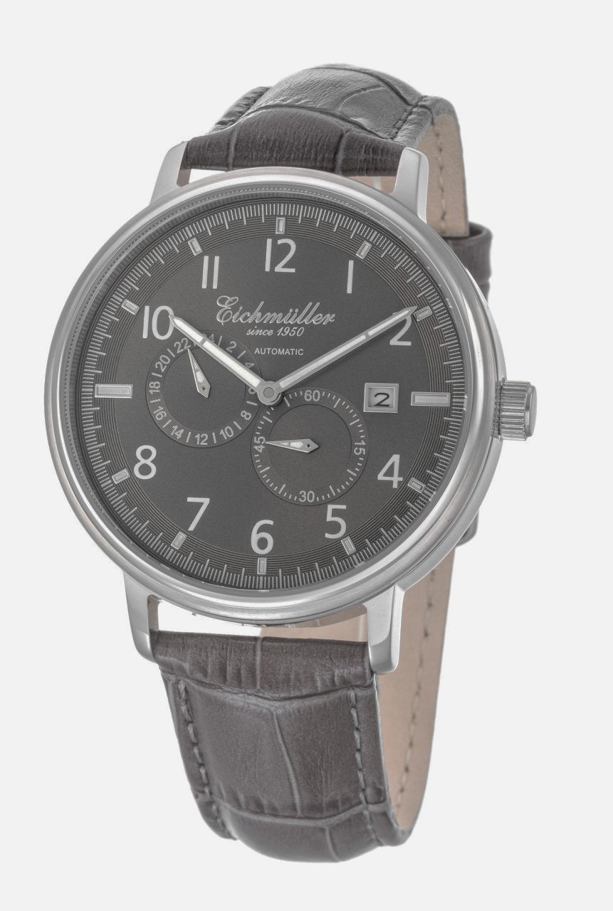 Eichmüller Automatikuhr RE7024 Grau Lederband 42 mm