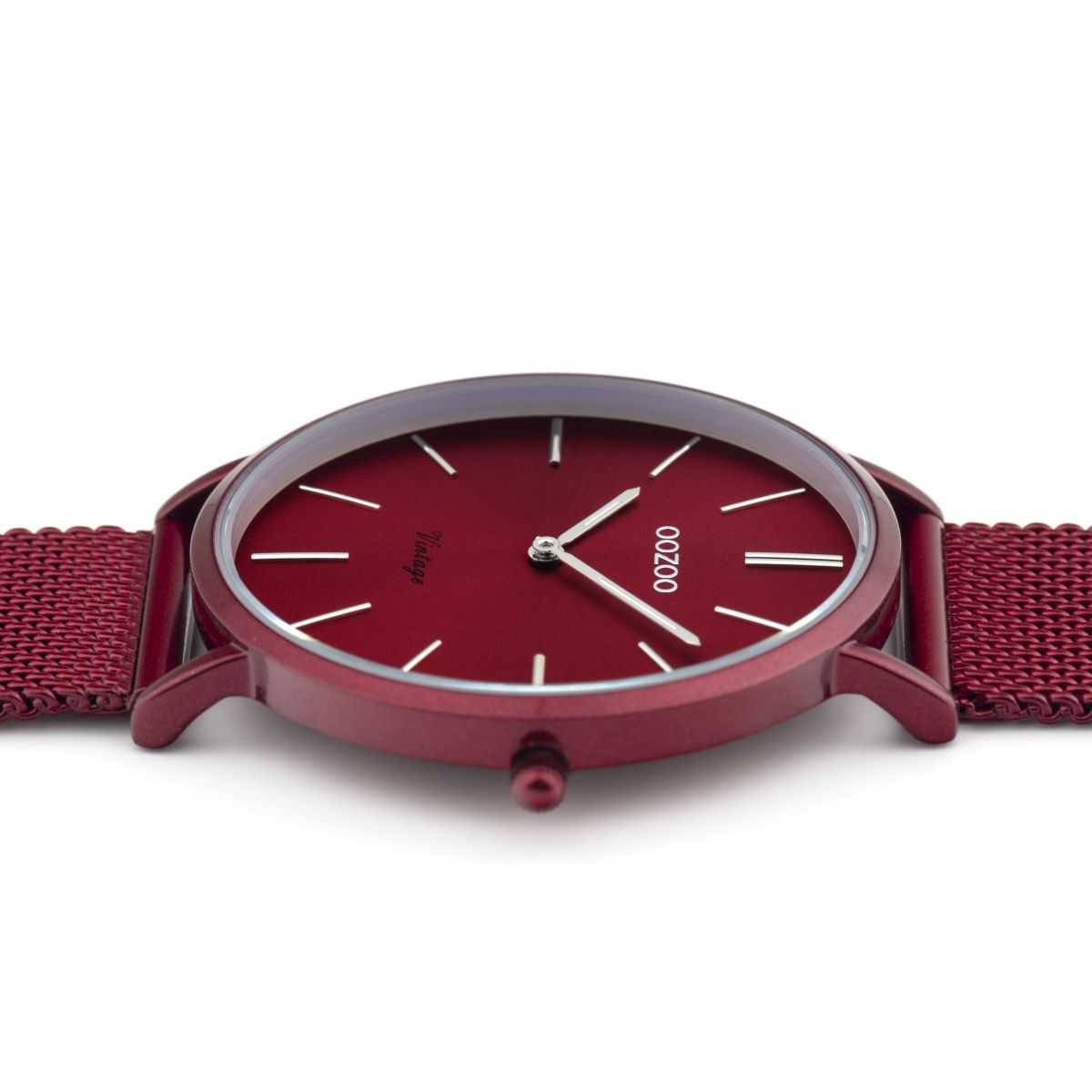 Oozoo Damenuhr C20001 rot Milanaiseband 40 mm liegend