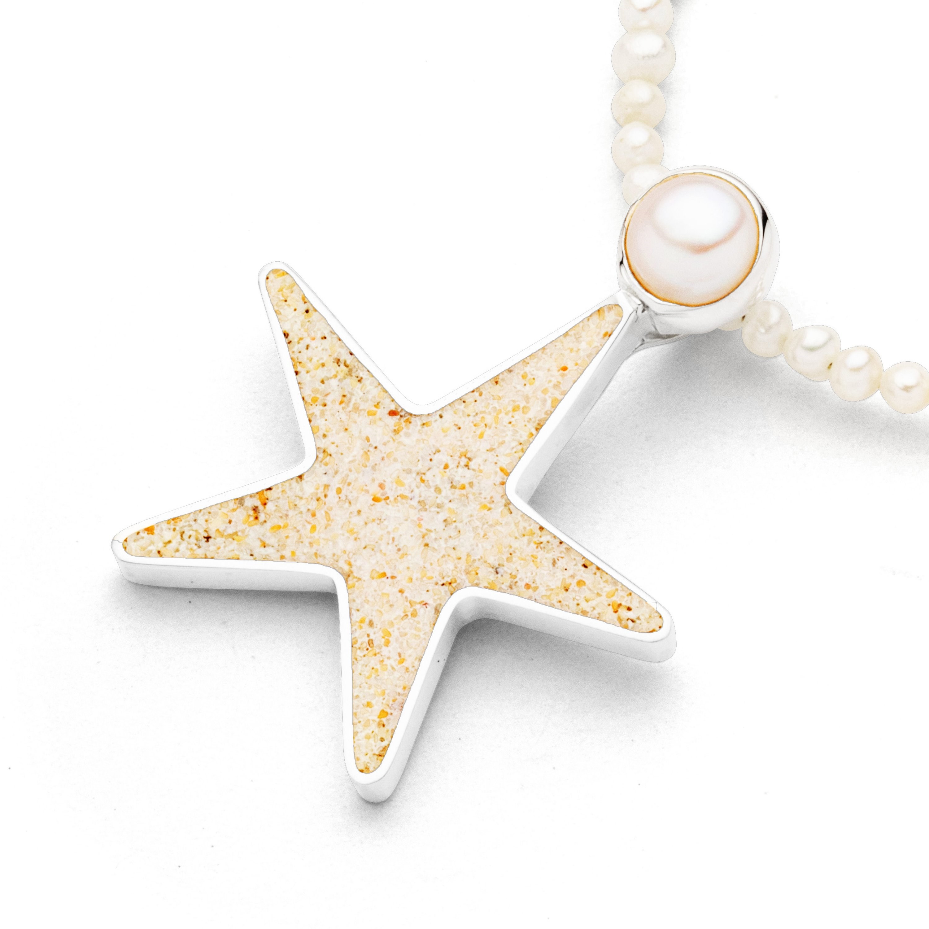 DUR Anhänger P4552 „Sandseestern/Perle" Strandsand 25x30 mm