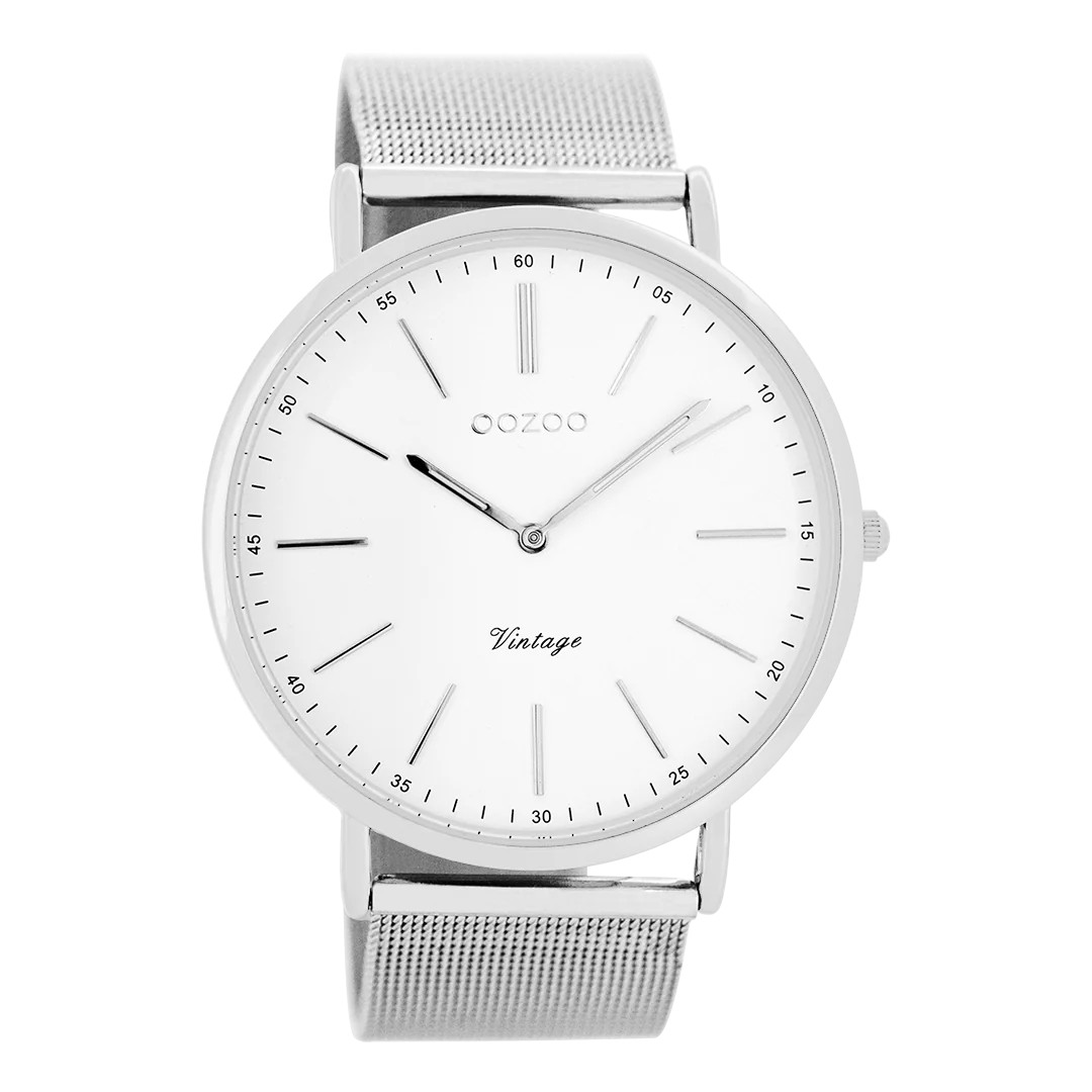 Oozoo Ultra Slim Herrenuhr C7380 Weiss Meshband 44 mm Oozoo Ultra Slim Herrenuhr C7380 Weiss Meshband 44 mm