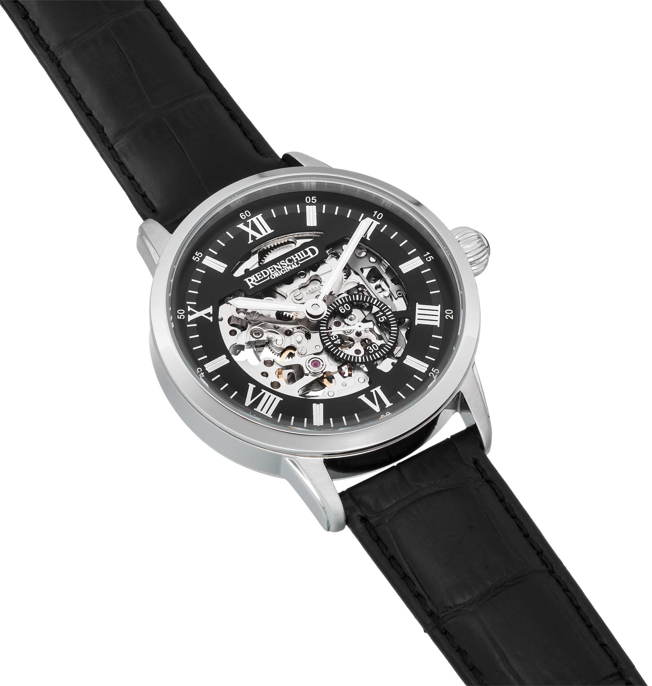 Riedenschild RS7600-01 Skelettuhr Automatikuhr Miyota 8N40 Lederband schwarz 42 mm