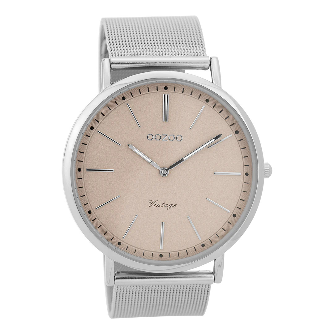 Oozoo Vintage Herrenuhr C9355 Taupe Meshband 44 mm