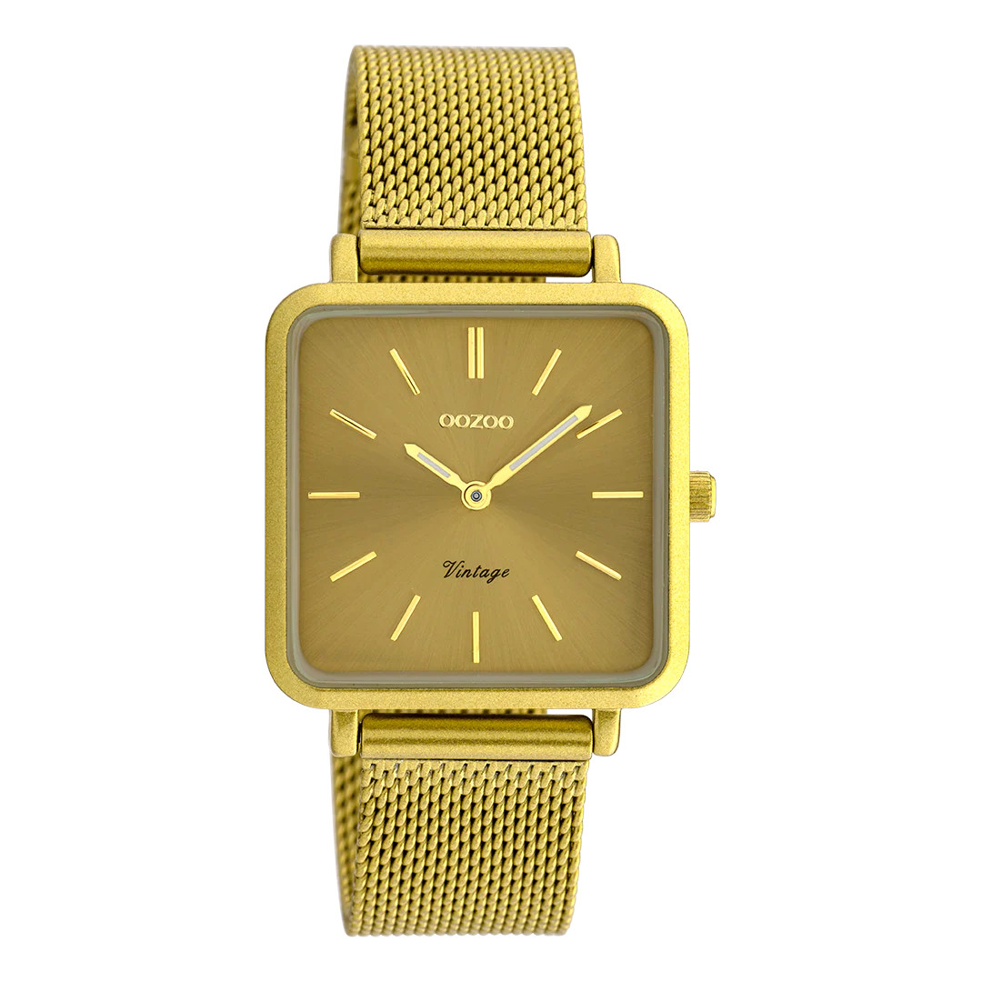 Oozoo Damenuhr C20010 IP-Senfgelb Meshband 29x29 mm