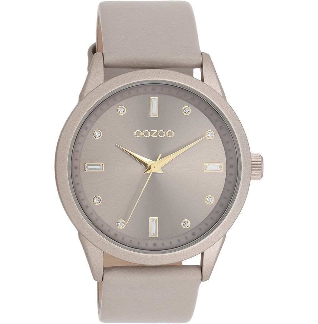 Oozoo Damenuhr C11287 Taupe Zirkonia Lederband 40 mm