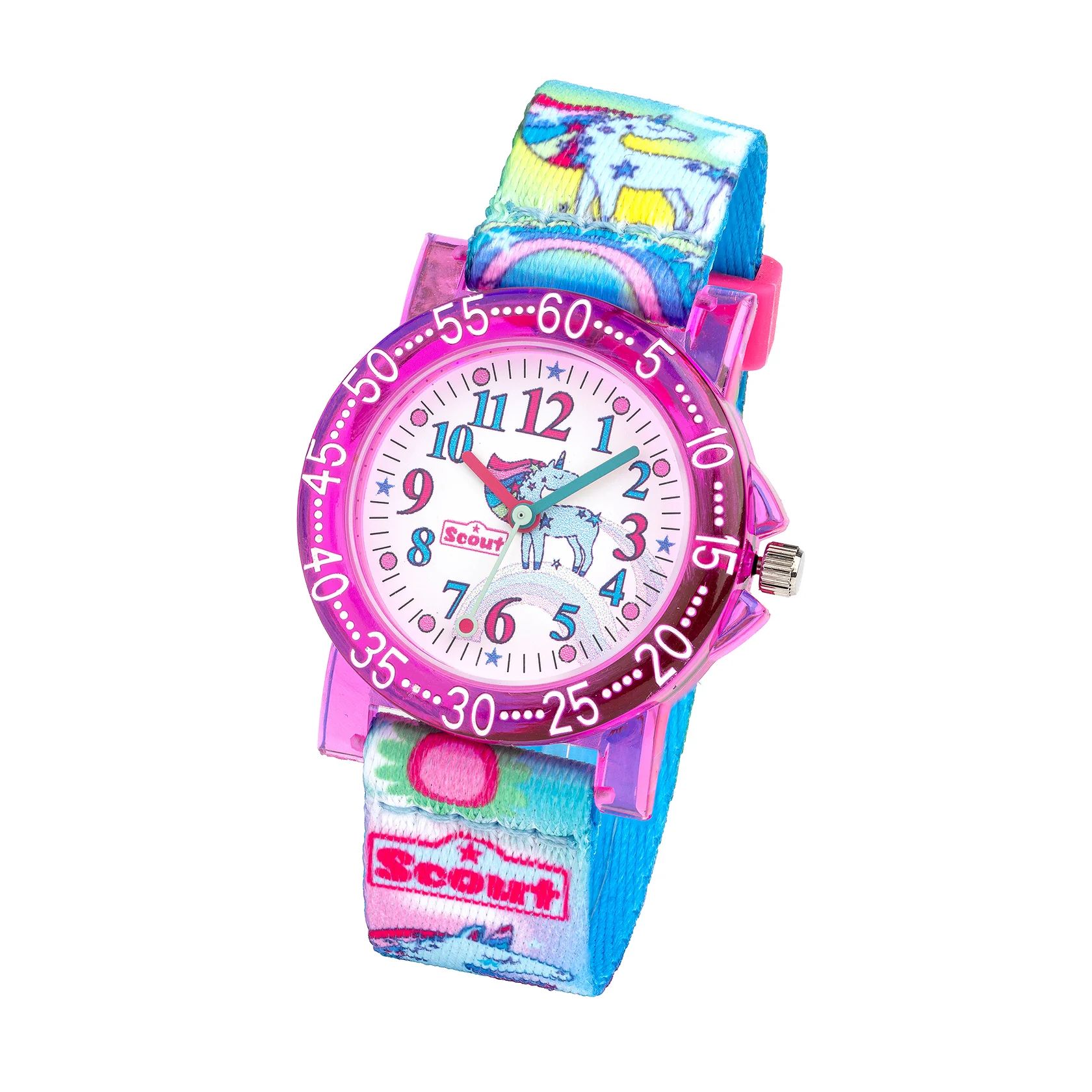 Scout The IT-Collection Kinderuhr 164000034 Einhorn-Motive Textilband 33 mm
