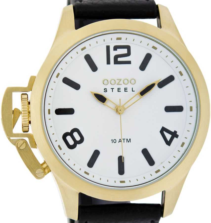 Oozoo Steel OS0340 XXL Damenuhr goldfarben/weiss/schwarz 45 mm Detailansicht | B-Ware