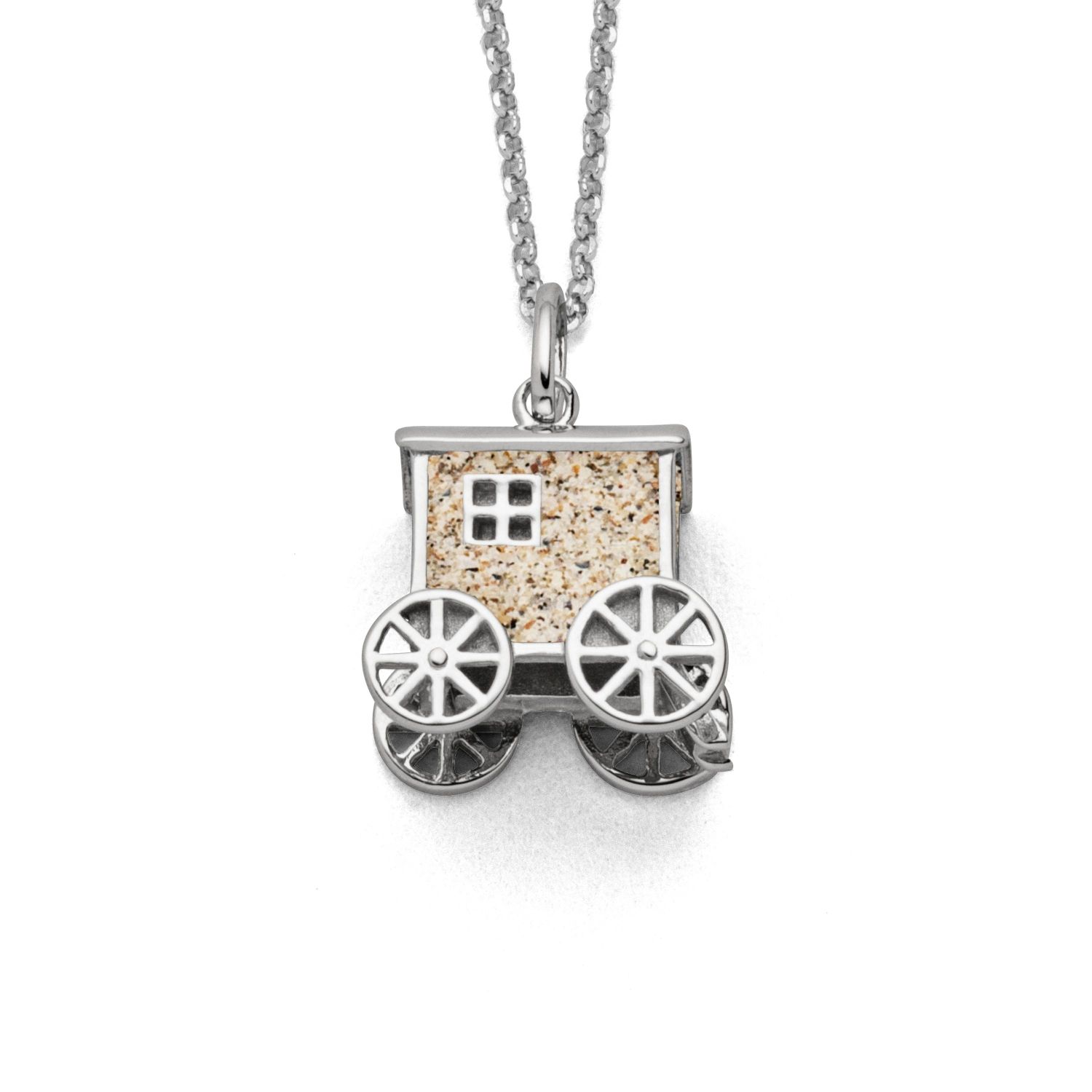 DUR Anhänger P4208 „Badekarren Norderney" Silber Strandsand 13,5x13 mm