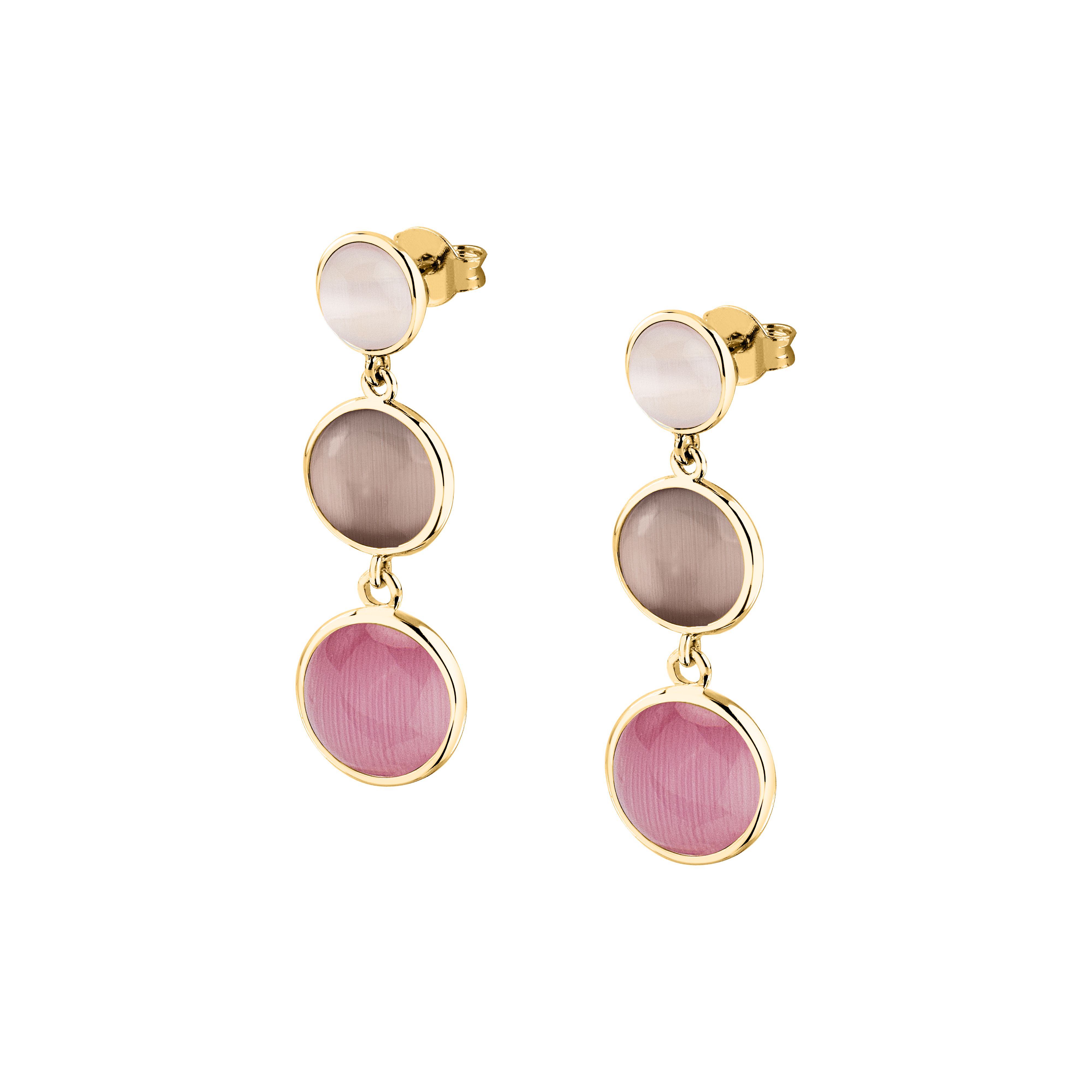 Morellato Venezia Ohrhänger SAZM18 – Vergoldetes 925 Silber mit pinken Katzenaugensteinen 27 mm