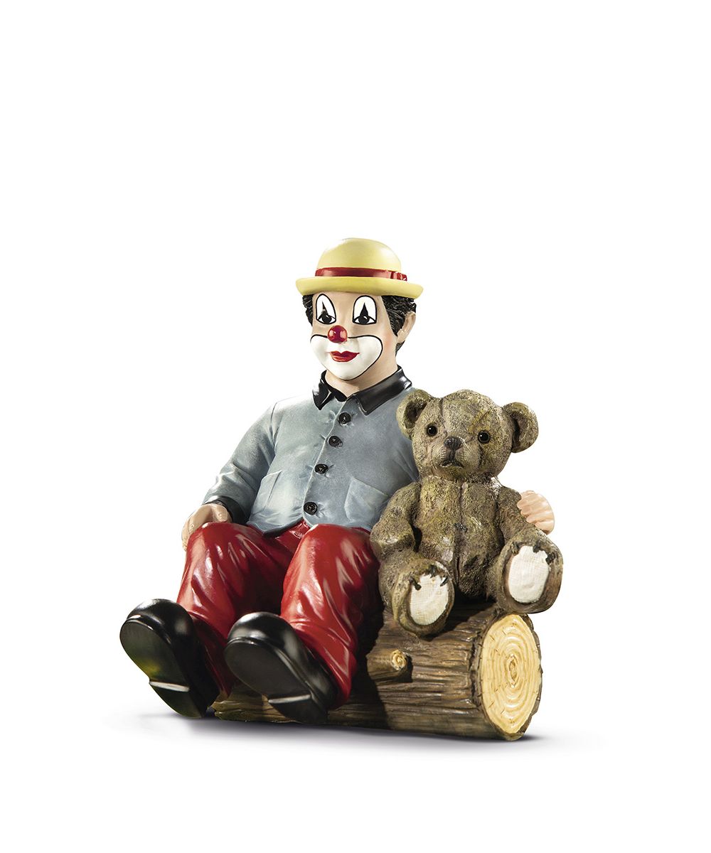 Gilde Dekoobjekt 10255 Clown "Zwei Bärenstarke Freunde" Kunstharz 11,5 cm