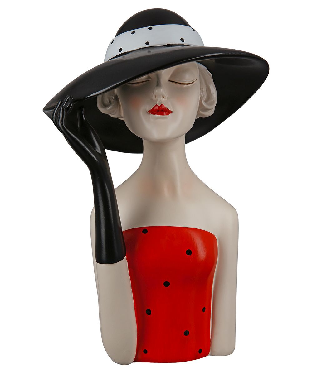 Gilde Dekoobjekt 37195 "Lady mit schwarzem Hut" Kunstharz - 19,5 x 29,5 cm