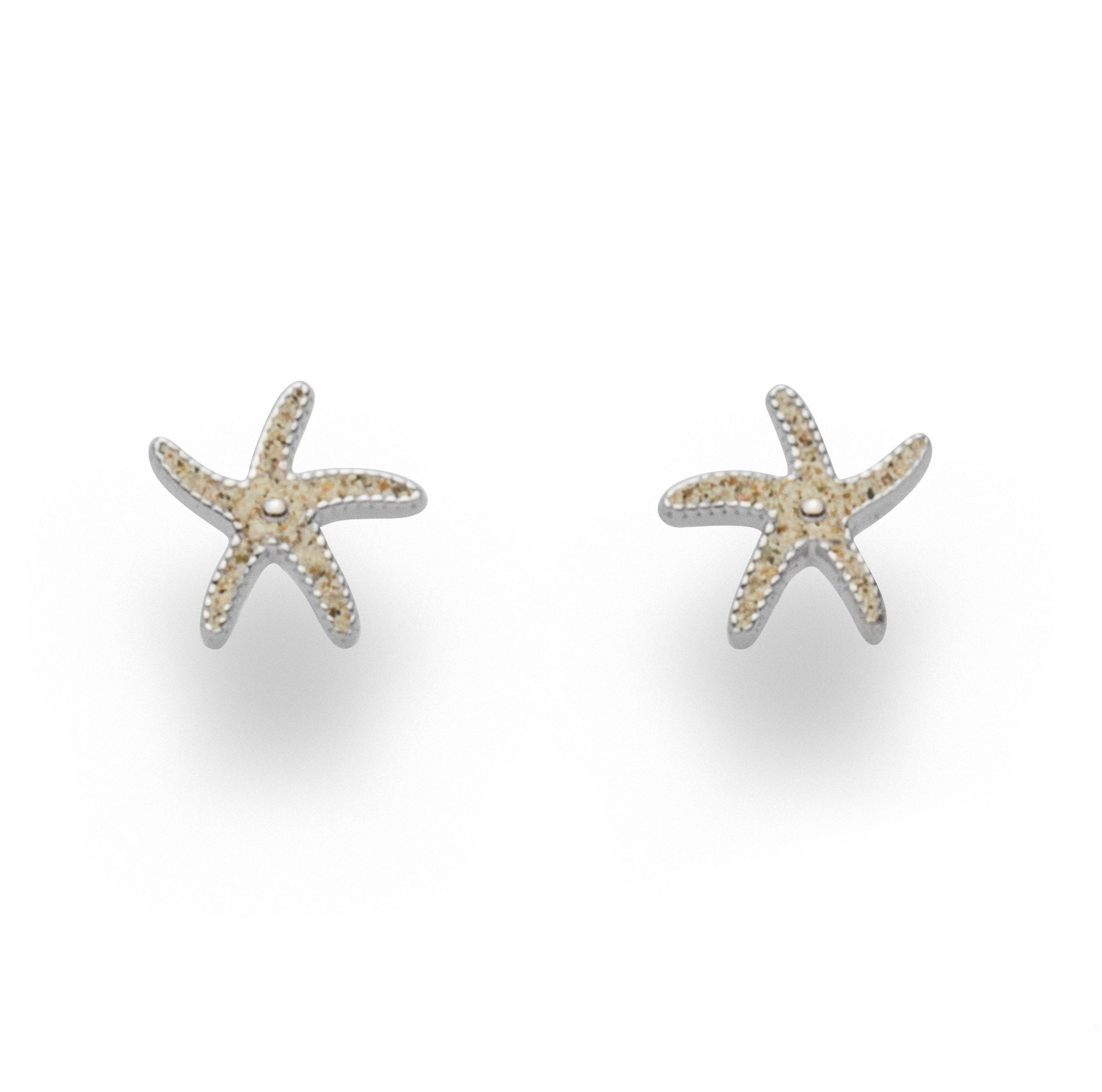 DUR Ohrringe Ohrstecker O4920 „Seestern II" Silber Strandsand 8 mm