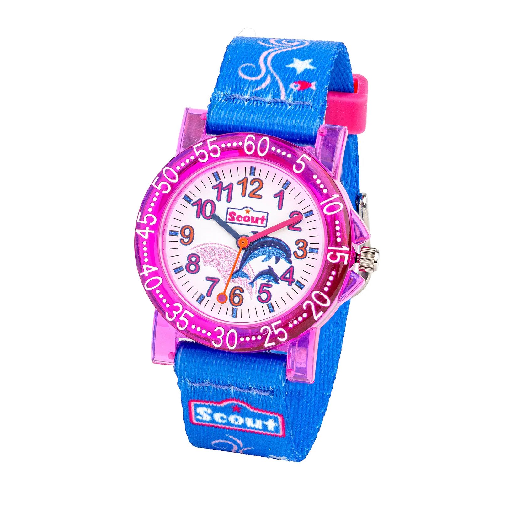 Scout The IT-Collection Kinderuhr 164000025 Delfin-Motiv Textilband 33 mm